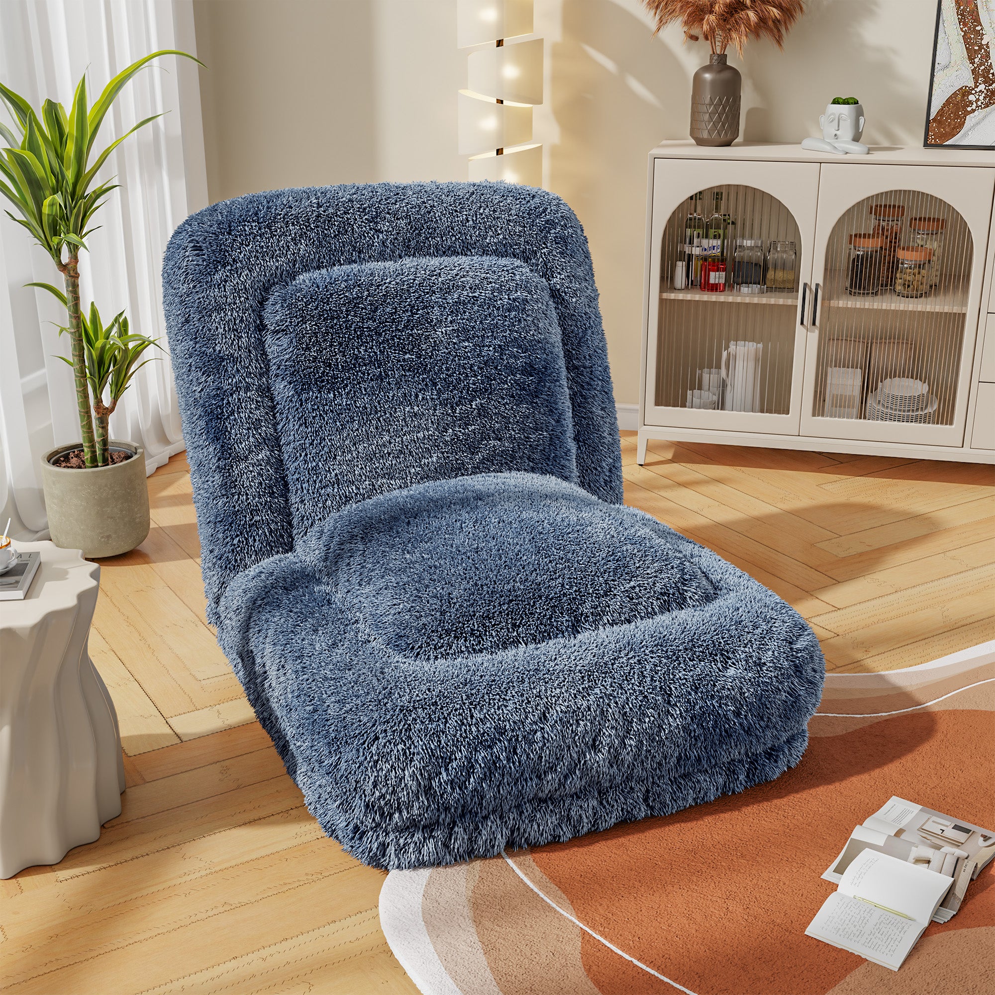 homall-recliner-chair-bodensofa-grau-faltbar-mit-kissen image 4