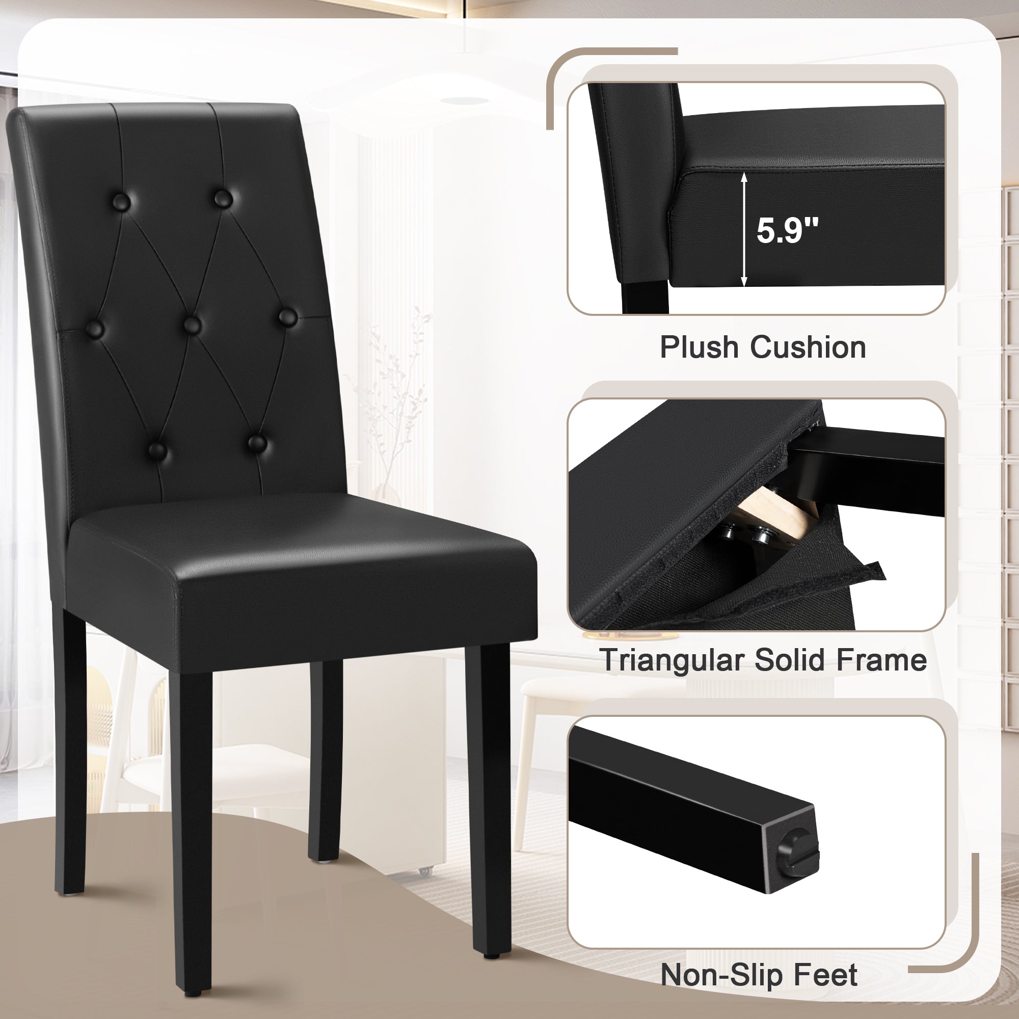 homall-modern-dining-chair-esszimmerstuhl-schwarz-2er-set-leder image 8