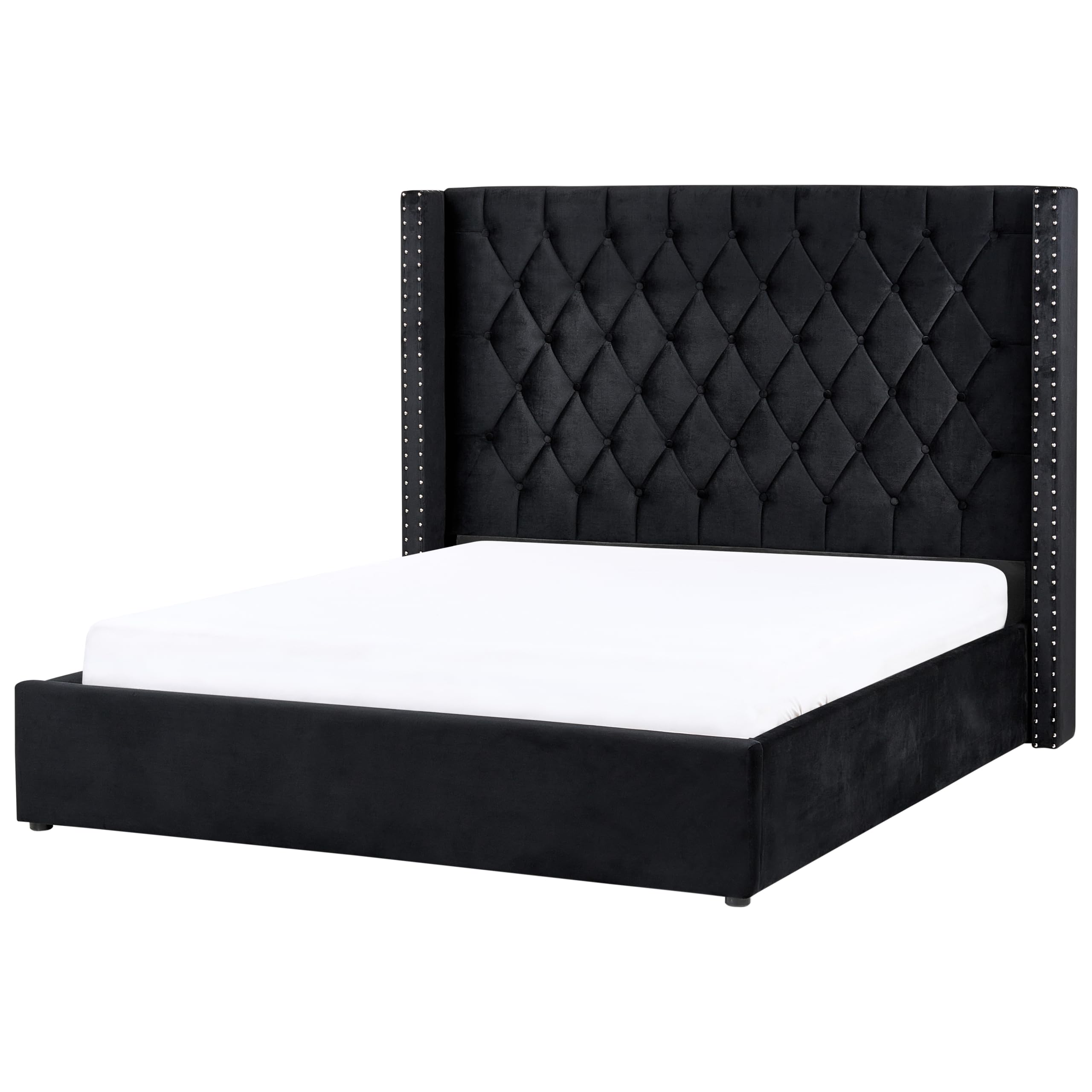 beliani-lubbon-polsterbett-160x200-schwarz-samt-mit-bettkasten image 5