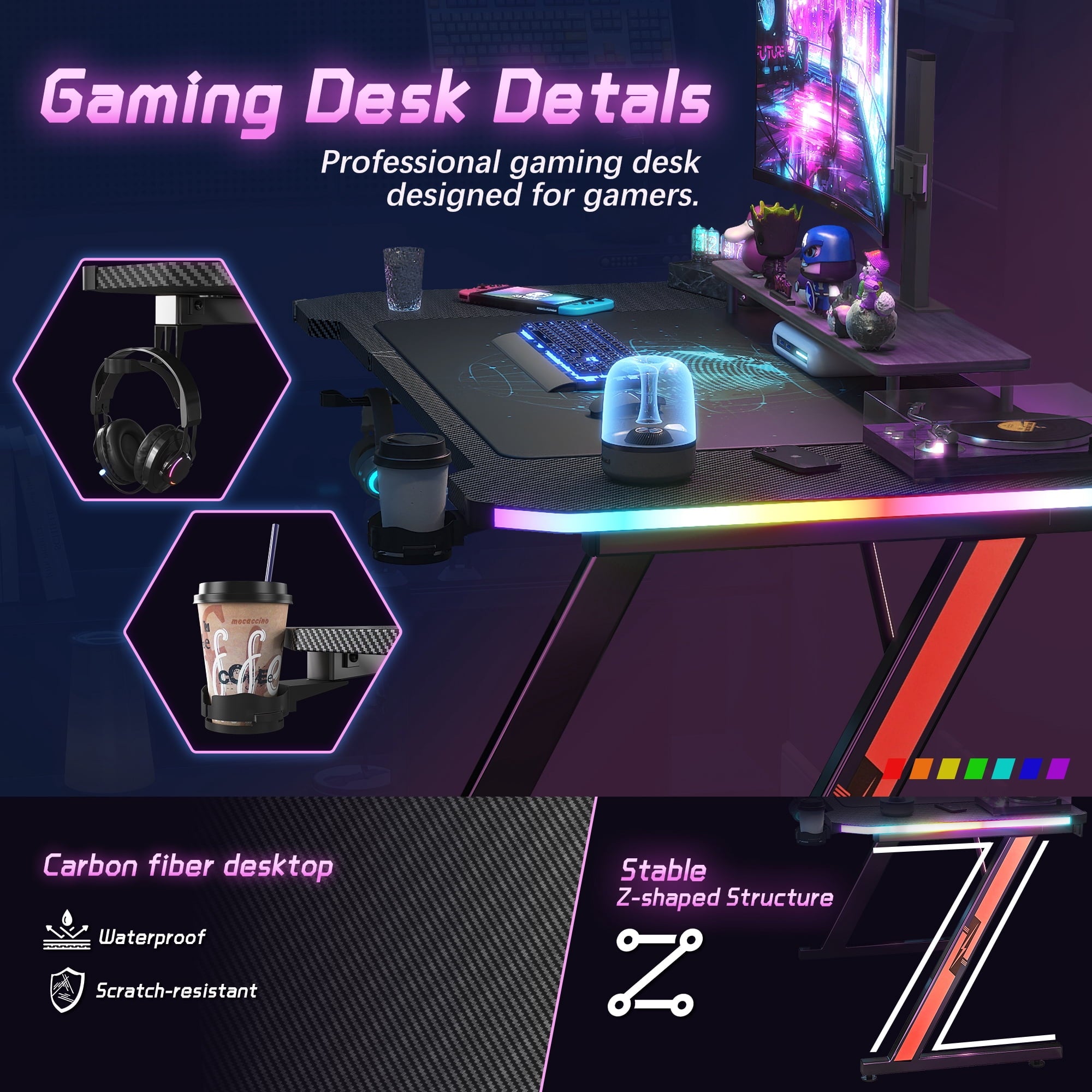 homall-gaming-desk-rgb-gaming-tisch-set-schwarz-mit-stuhl image 5