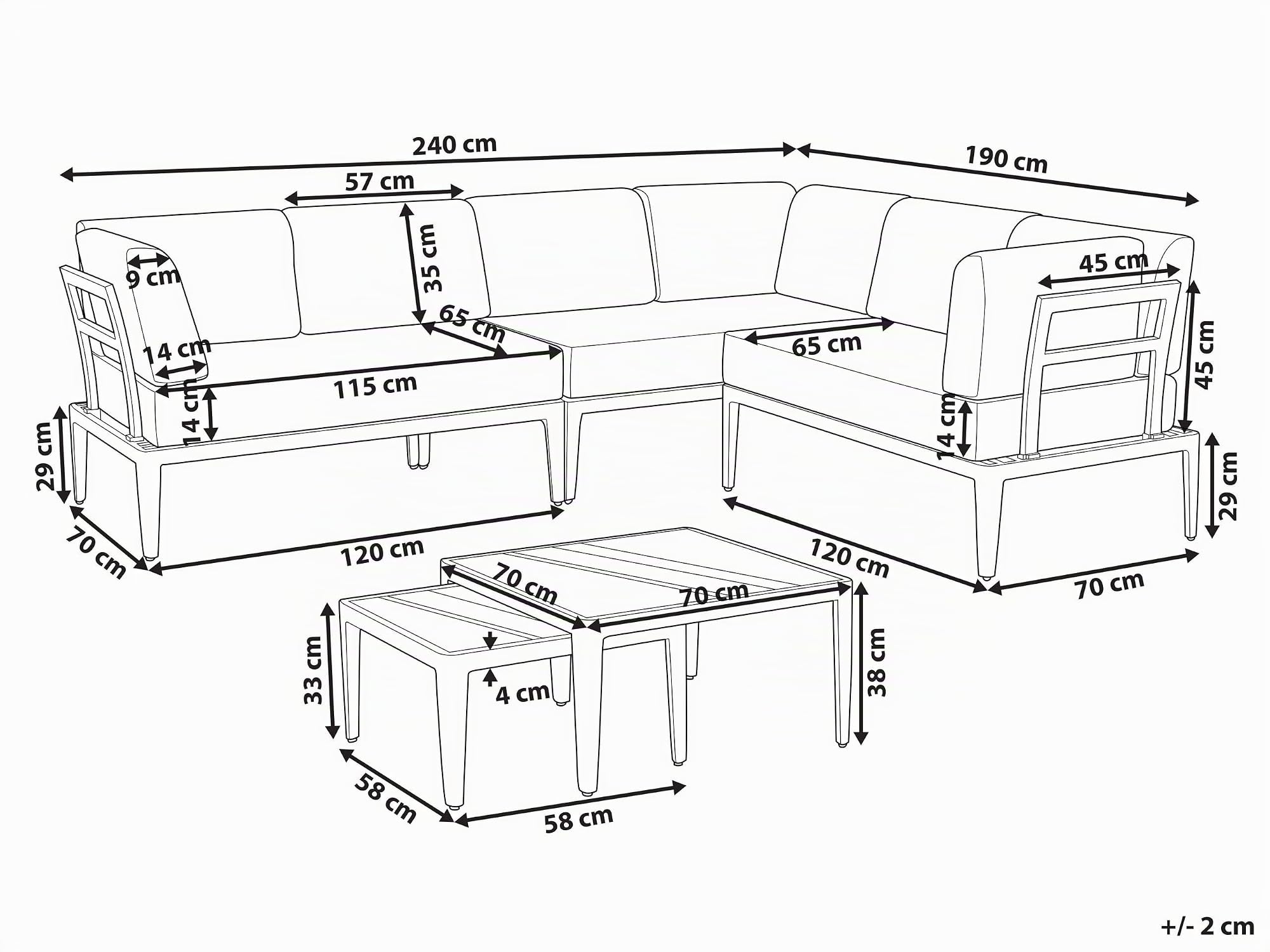 beliani-rima-iii-lounge-set-aluminium-6-sitzer-grau image 3