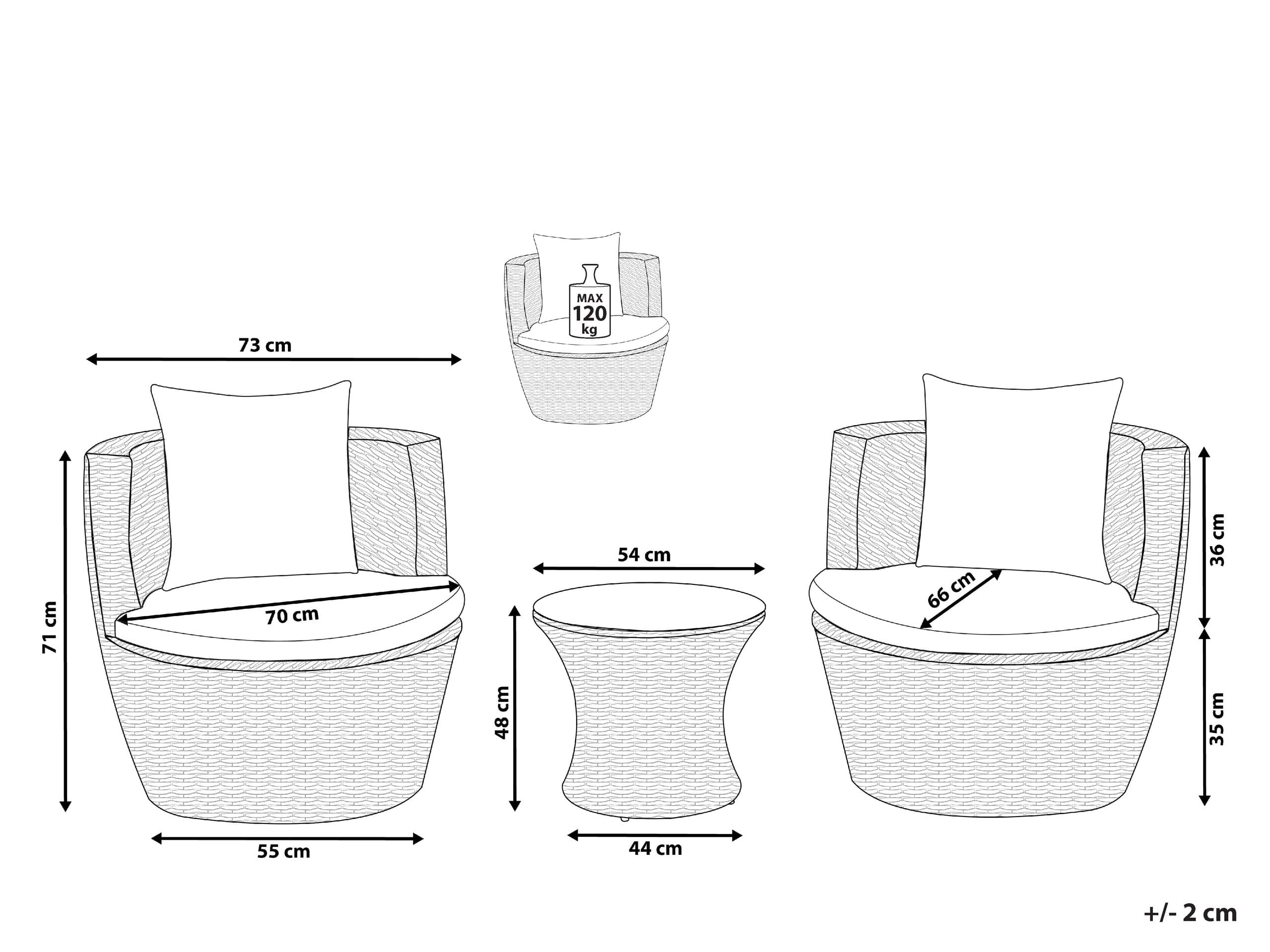beliani-capri-bistro-set-grau-polyrattan-glastisch image 3