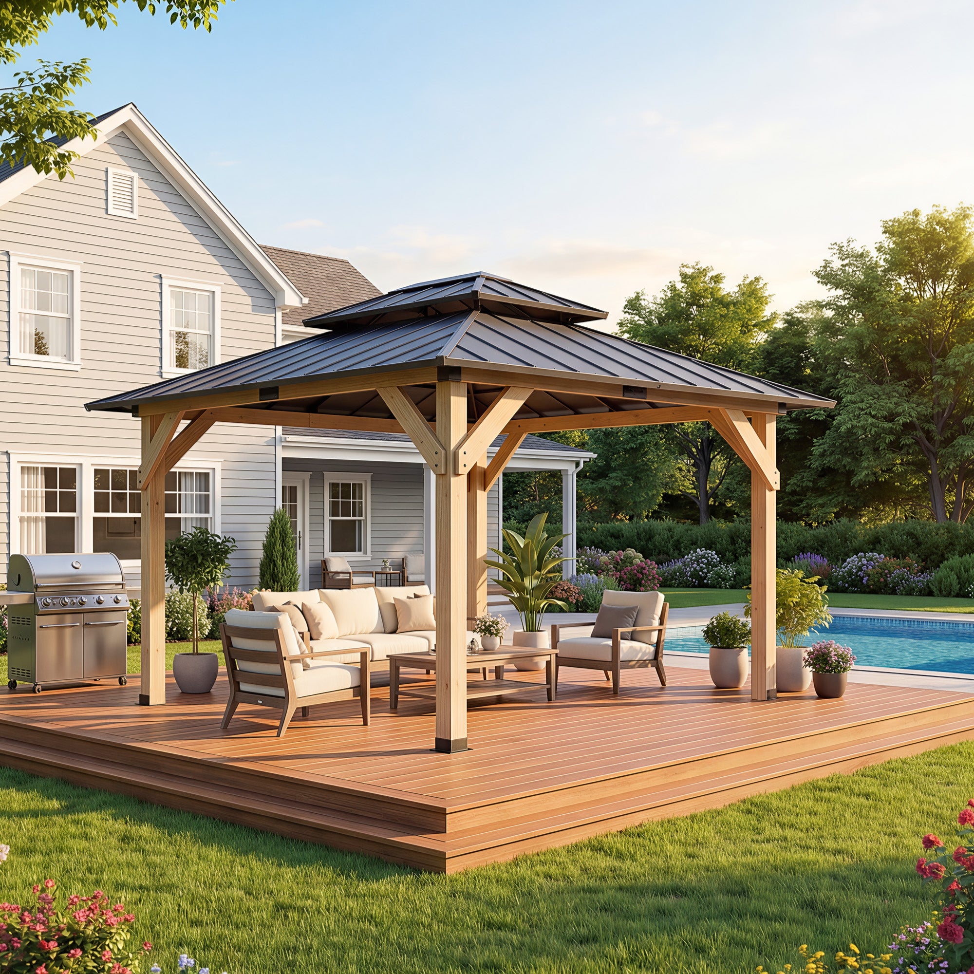 homall-patio-furniture-pavillon-holz-3x3-6m-stahldach image 1