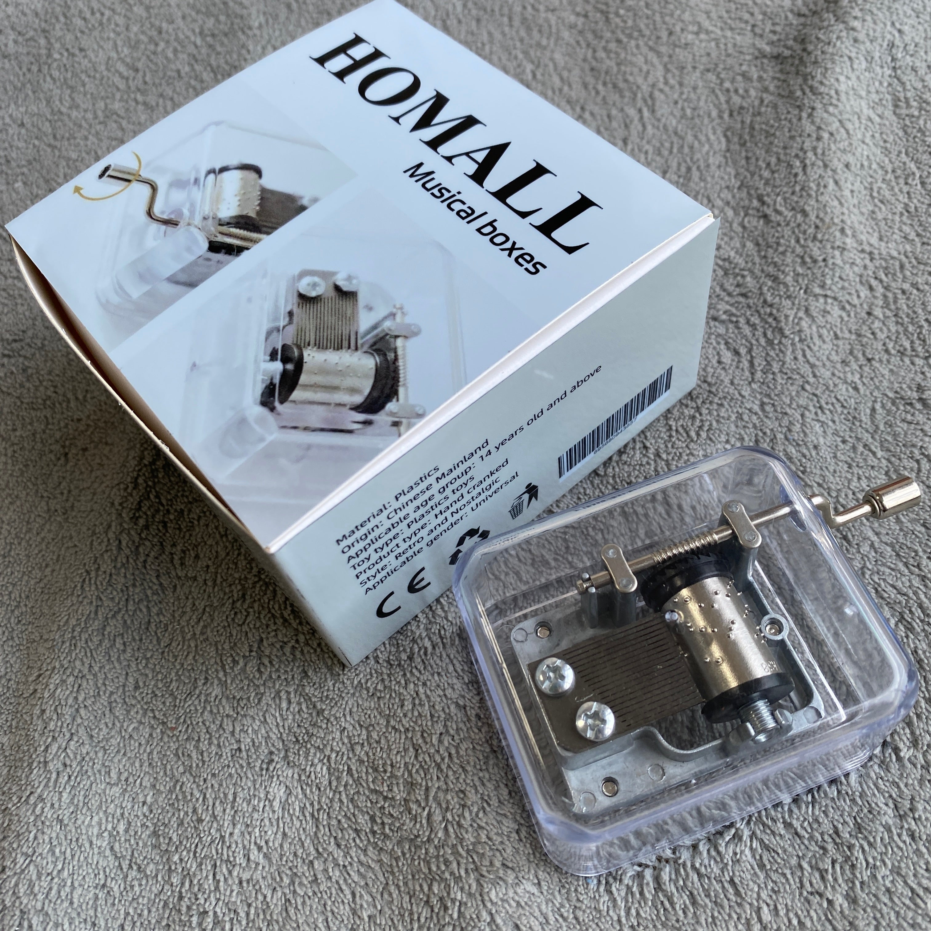 homall-spieluhr-uhrwerk-handkurbel-schwarz-diy-mechanismus image 4