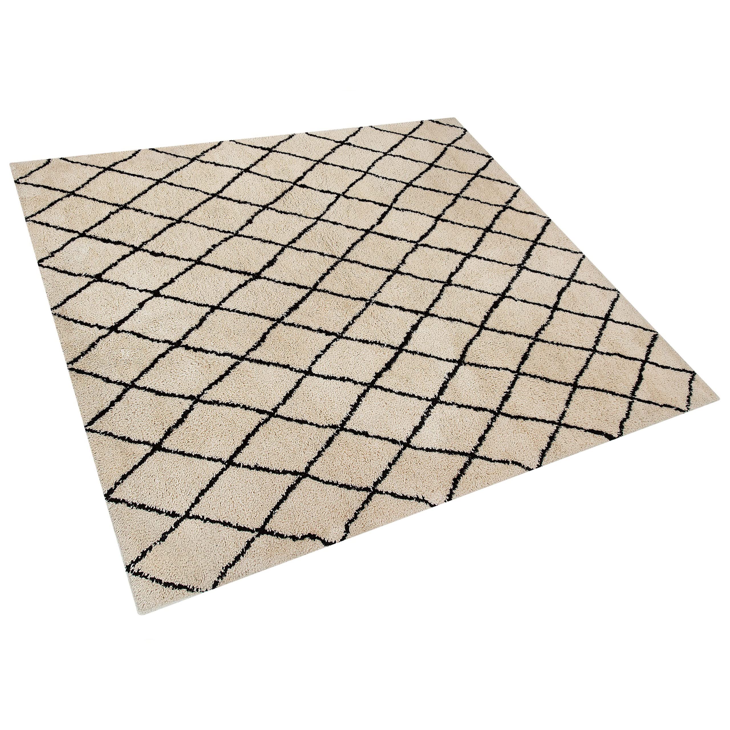 beliani-midyat-teppich-200x200-cm-beige-schwarz-karo image 4