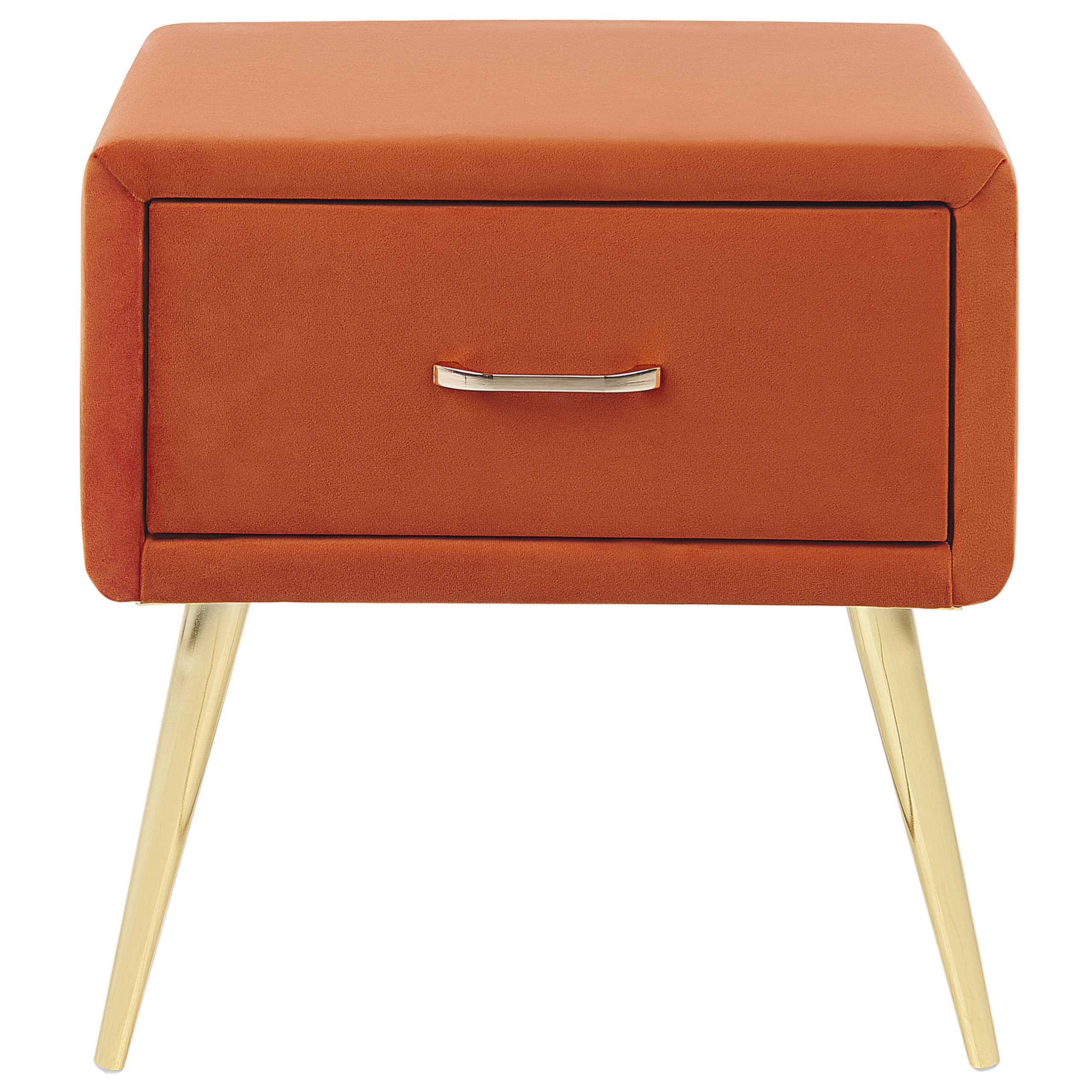 beliani-flayat-nachttisch-samt-orange-mit-schublade-goldgestell image 4