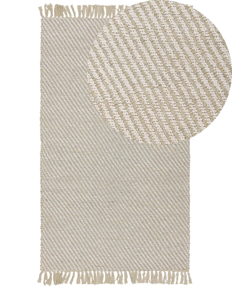 beliani-aladag-teppich-80x150-beige-boho-fransen image 1