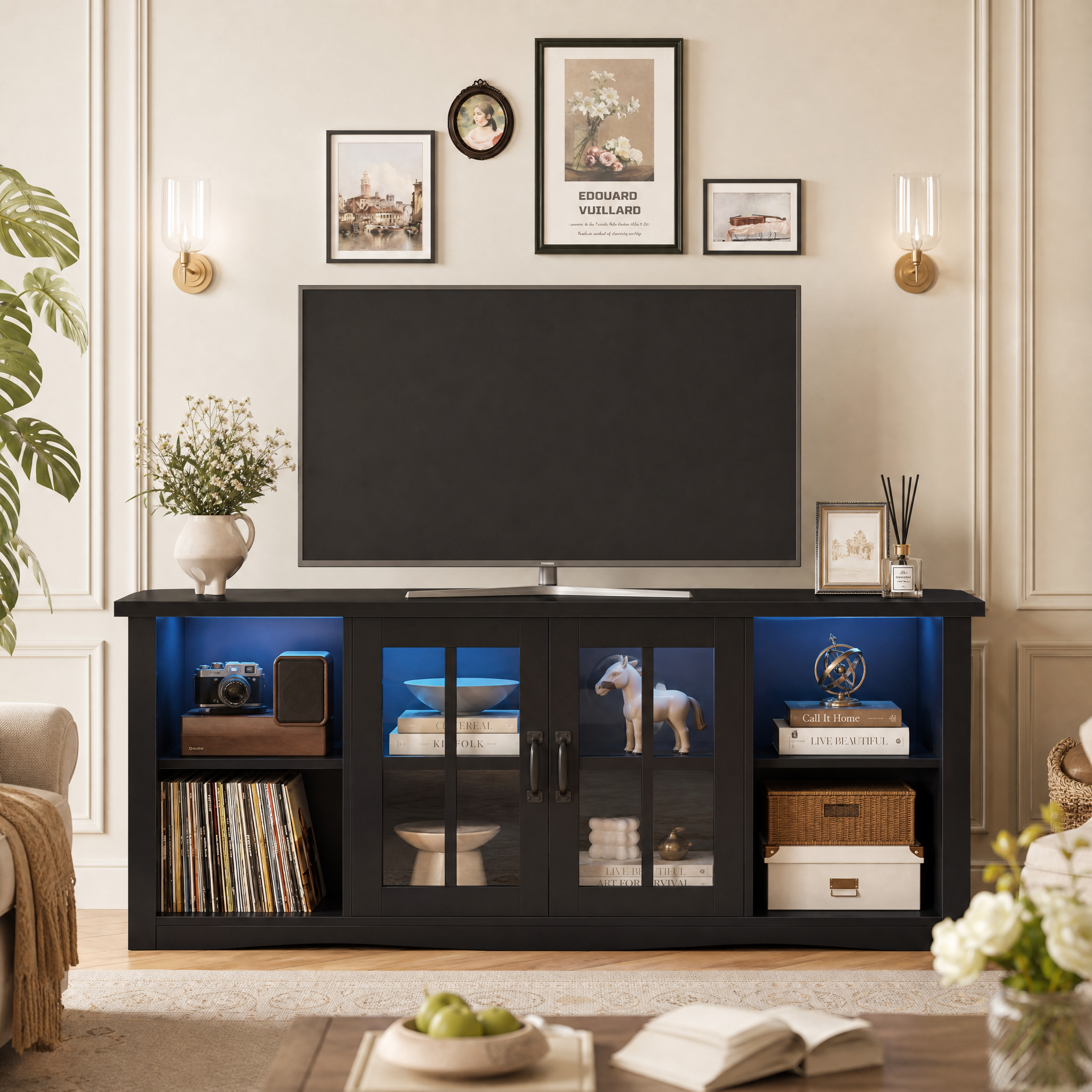 homall-tv-stand-tv-schrank-schwarz-65-zoll-mit-led image 1