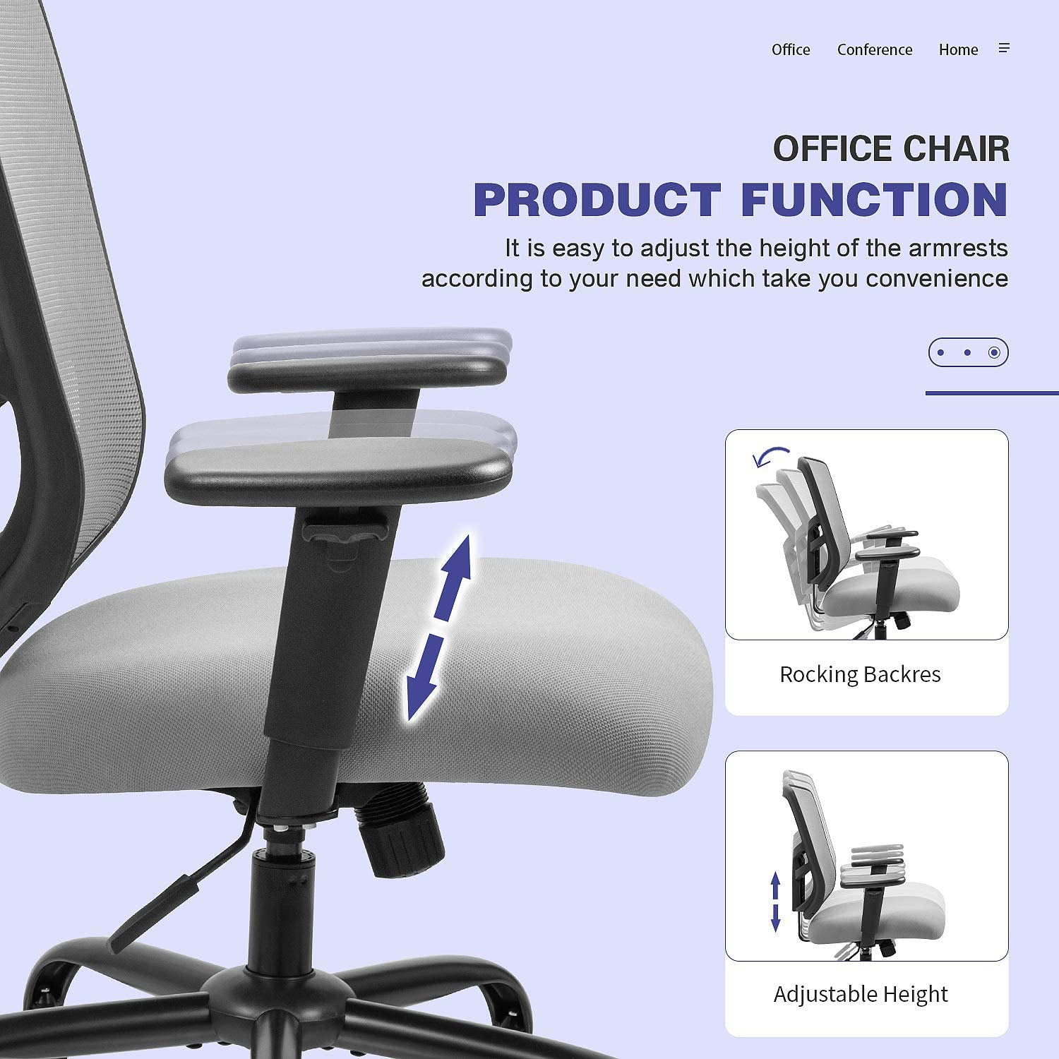 homall-office-mesh-chair-b-rostuhl-grau-netz image 3