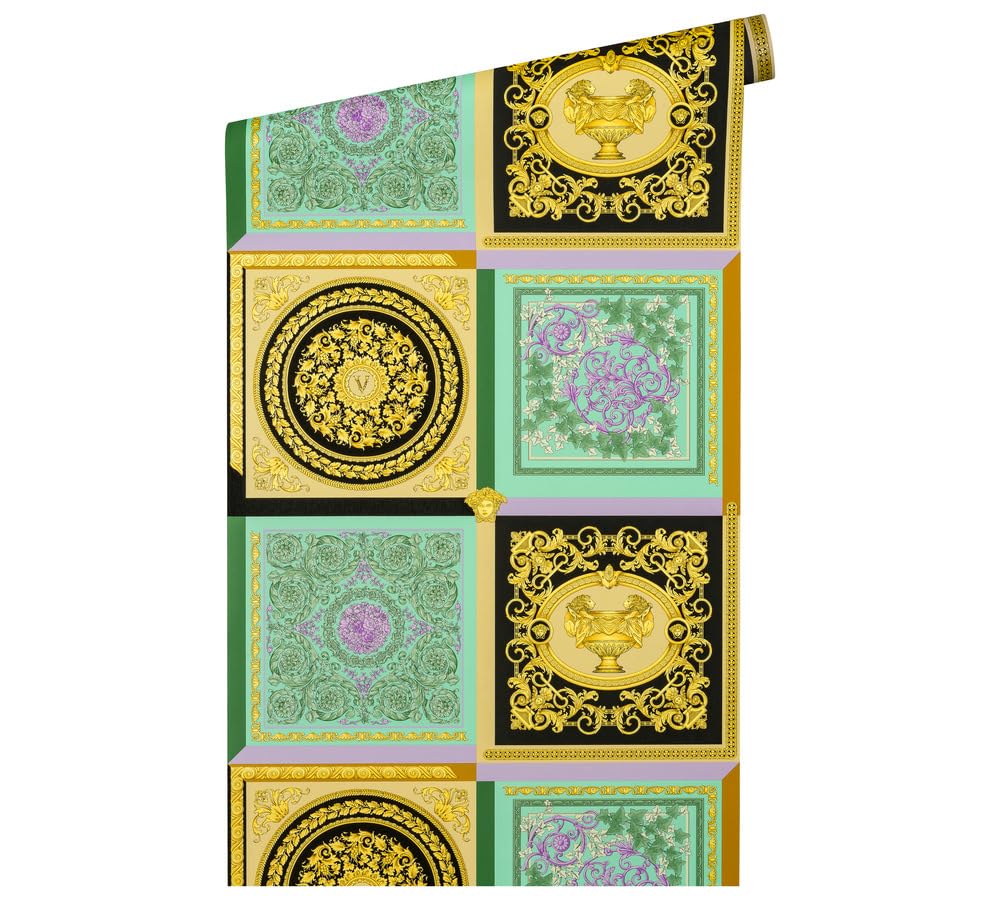 versace-wallpaper-387041-vliestapete-barock-mintgr-n-gold-10-05x0-70m image 4
