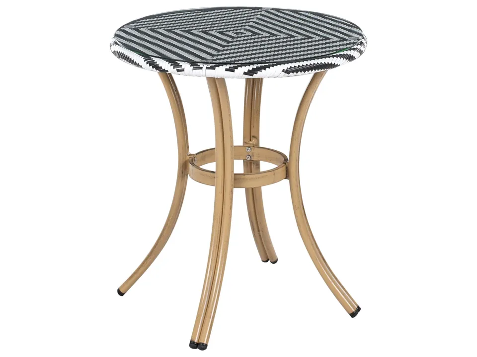beliani-rifreddo-gartentisch-rattan-rund-schwarz-weiss image 1