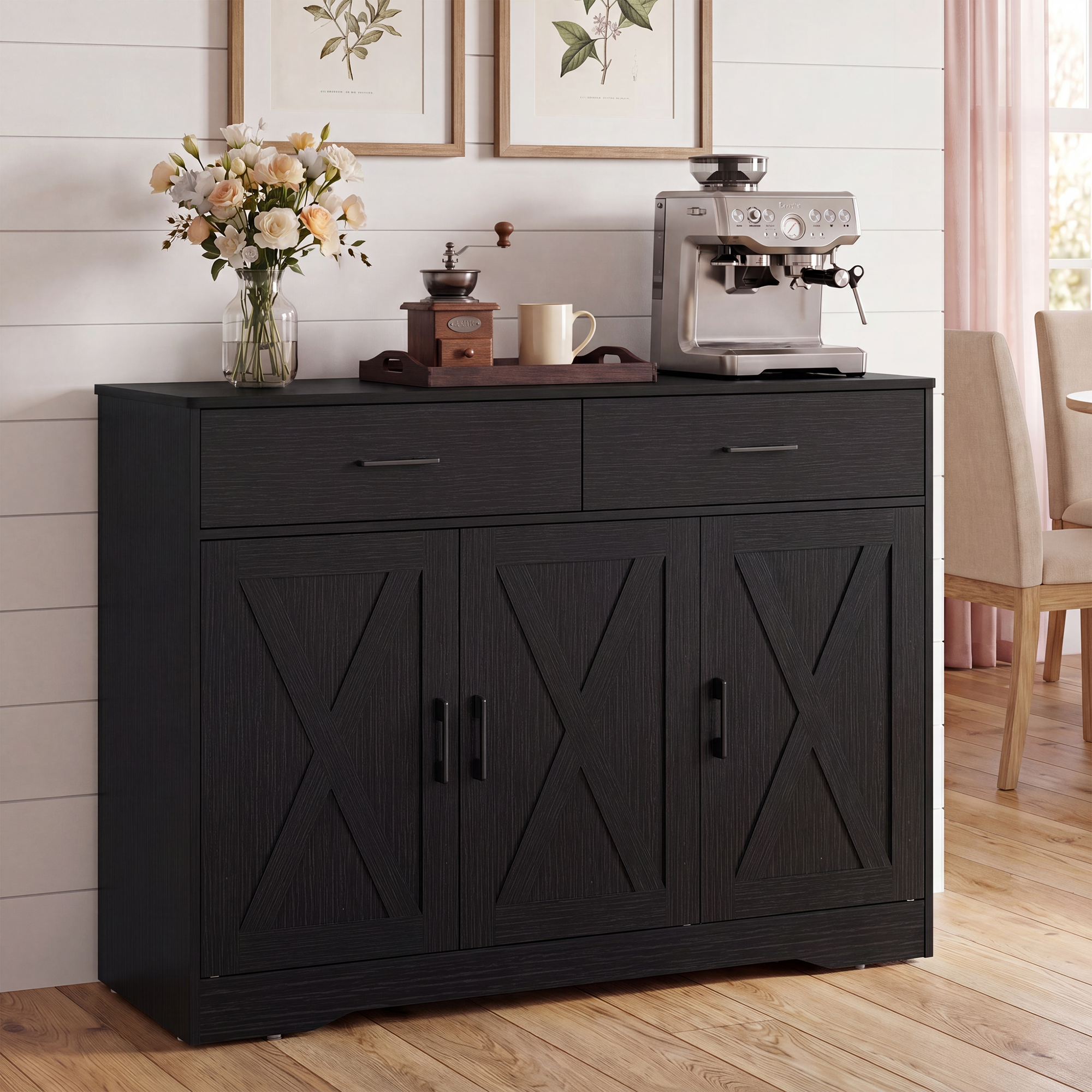 homall-shelf-kaffeebar-sideboard-wei-2-schubladen-3-t-ren image 2