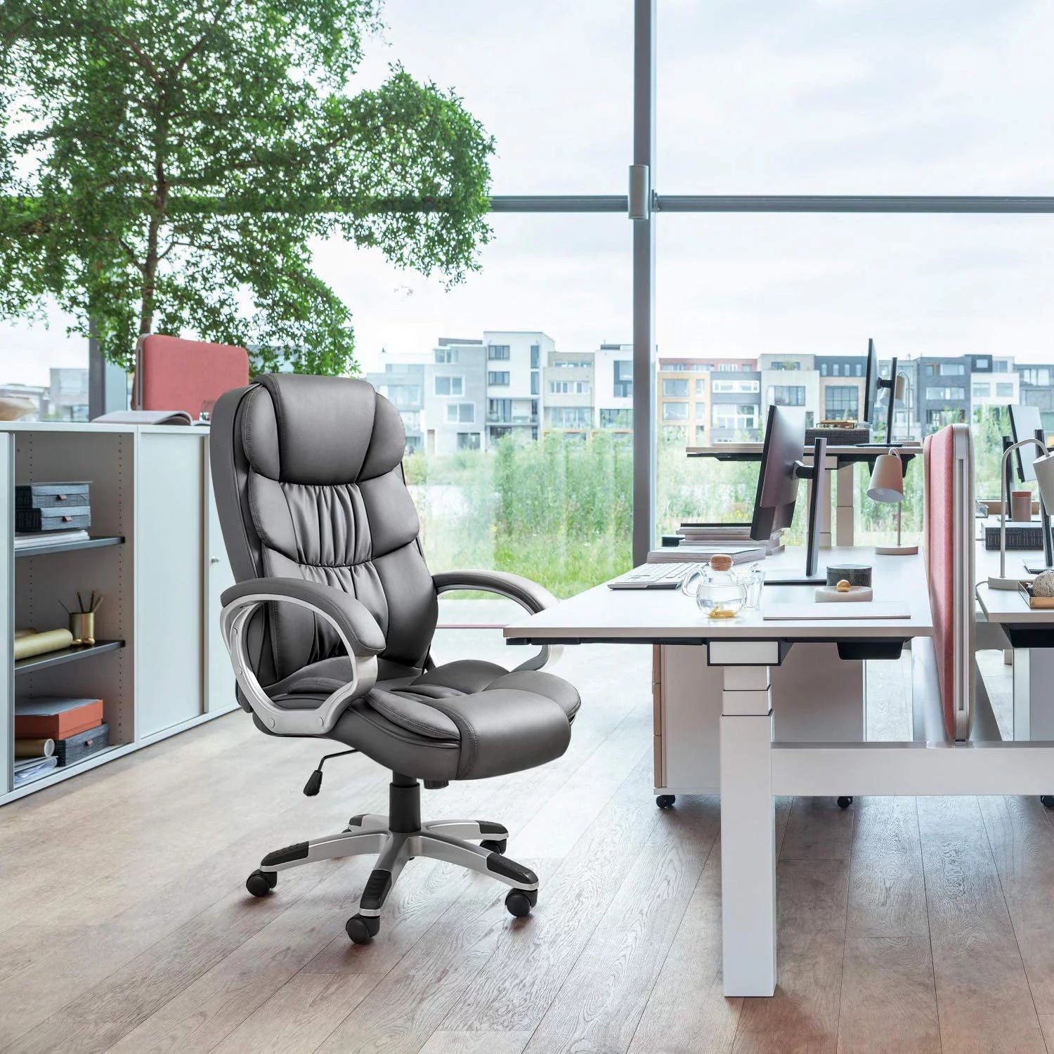 homall-office-leather-chair-b-rostuhl-schwarz-leder image 5