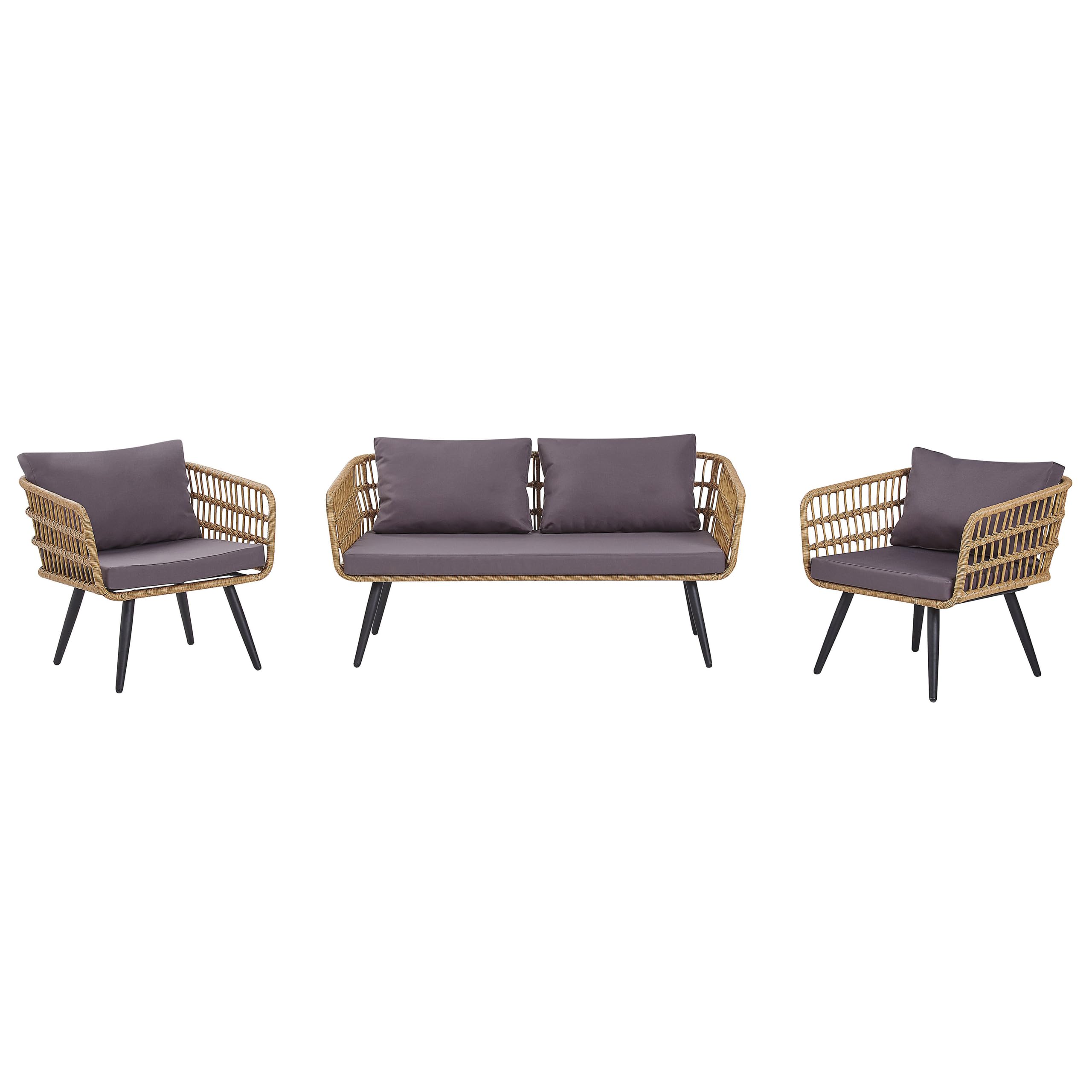 beliani-fobello-sitzgruppe-rattan-4-sitzer-zweisitzer-sessel-natur image 4