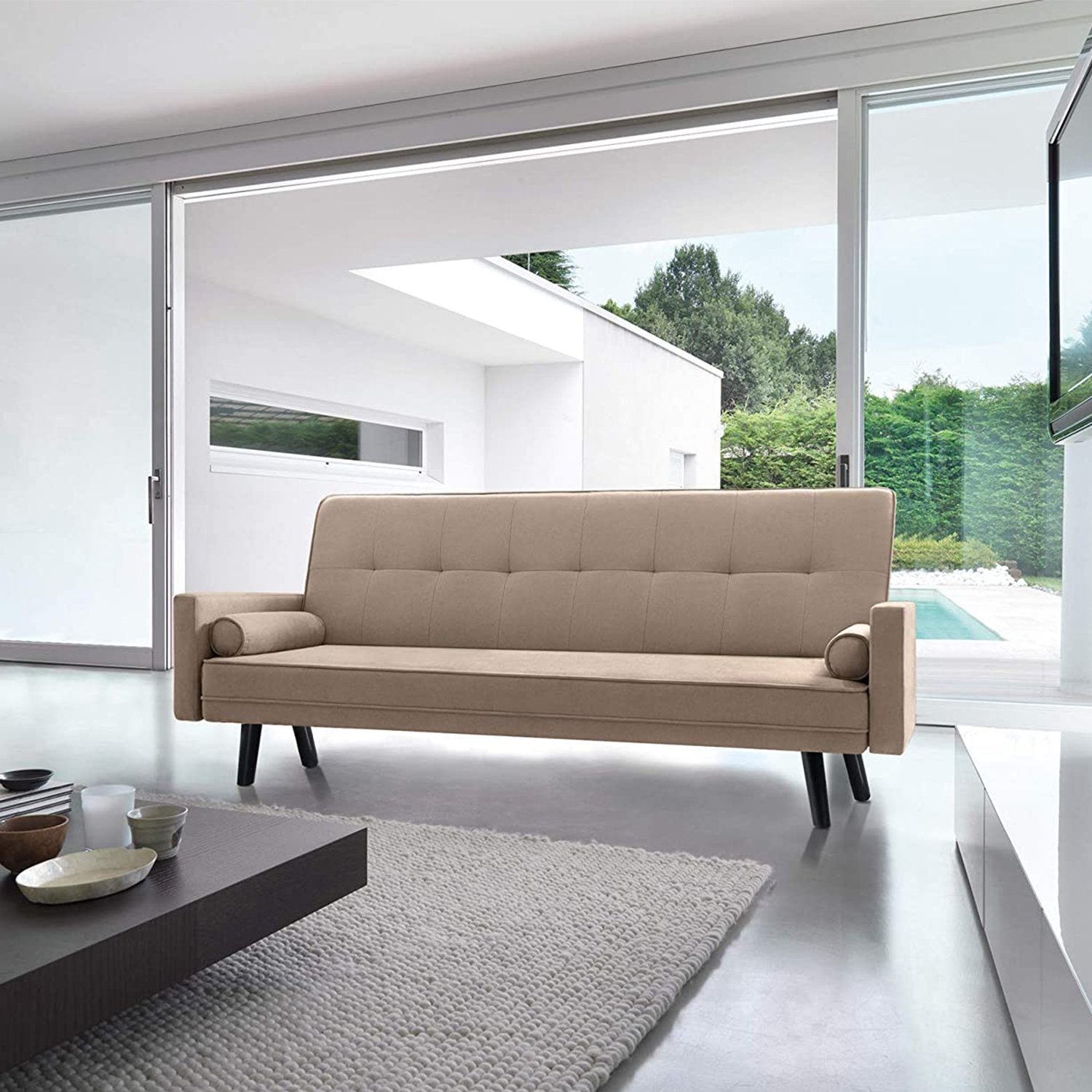 homall-recliner-chair-schlafsofa-leinen-beige image 3