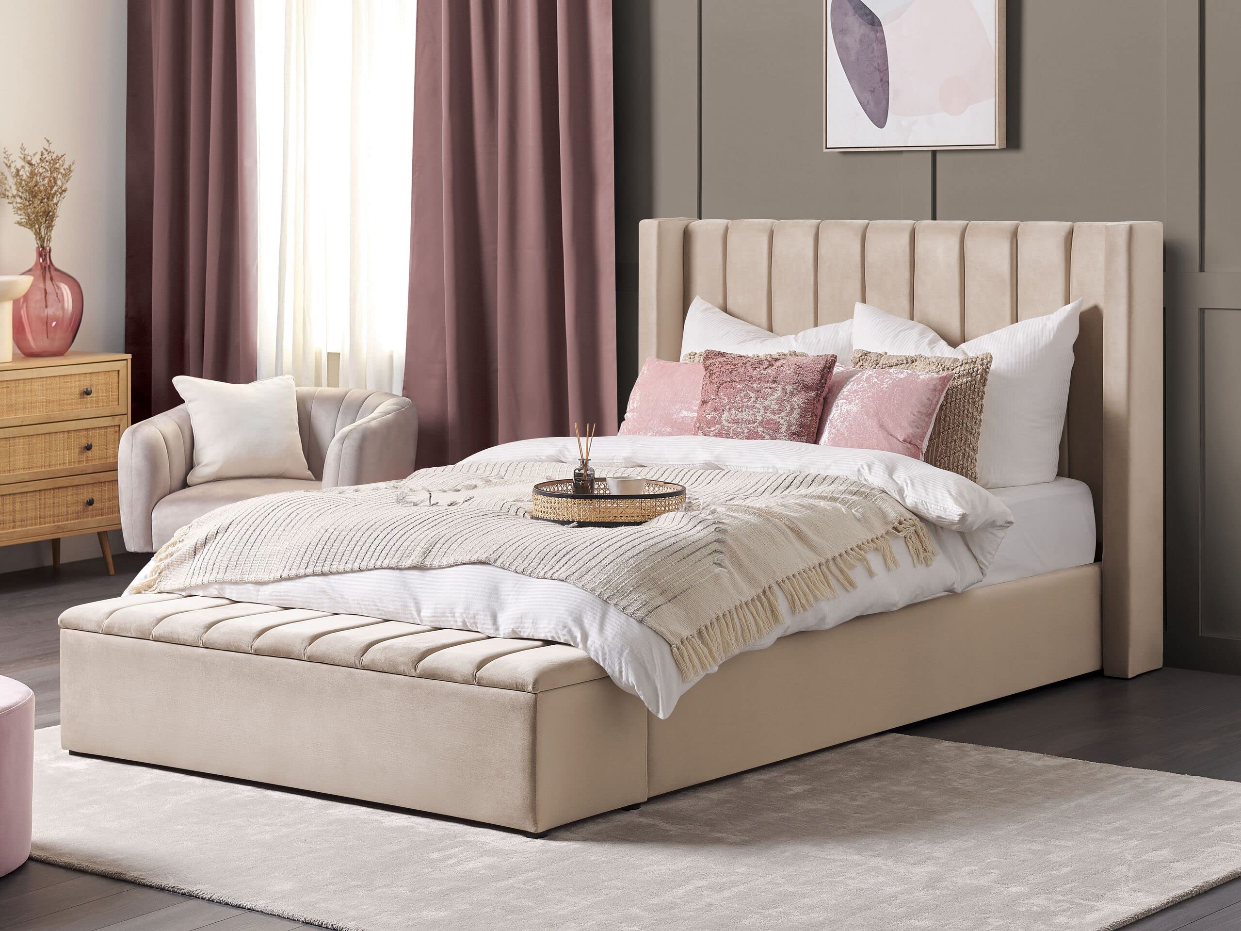 beliani-noyers-polsterbett-samt-beige-160x200-mit-stauraum image 2