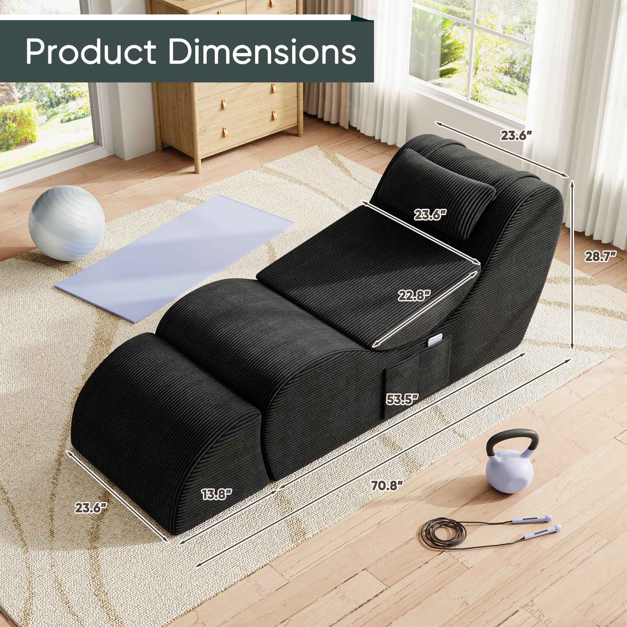homall-recliner-chair-liegesessel-grau-cord-mit-kissen image 4