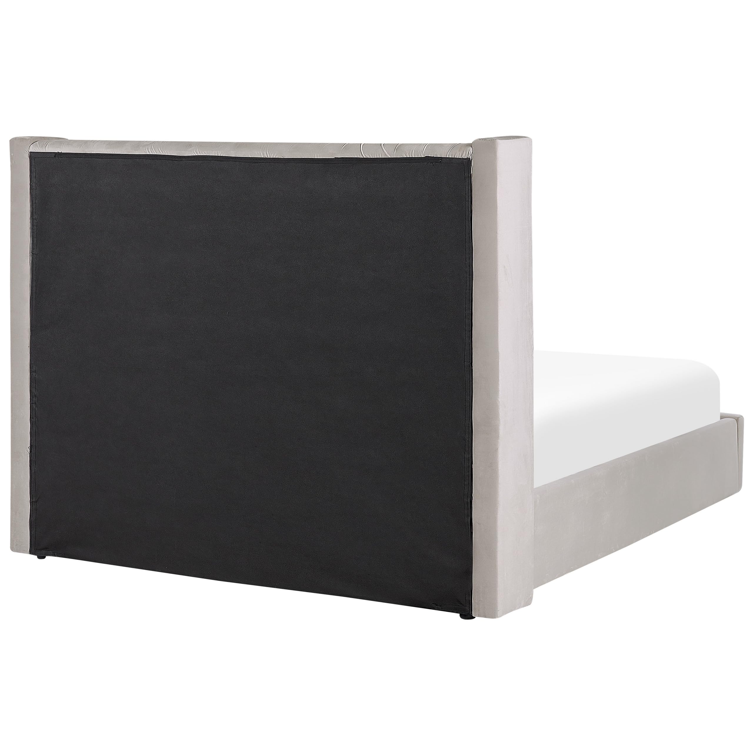 beliani-lubbon-polsterbett-samt-hellgrau-160x200-mit-bettkasten image 7