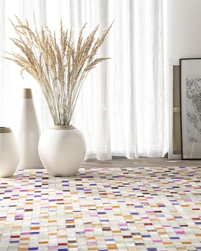 beliani-advan-teppich-140x200-bunt-leder-mosaik-muster image 7