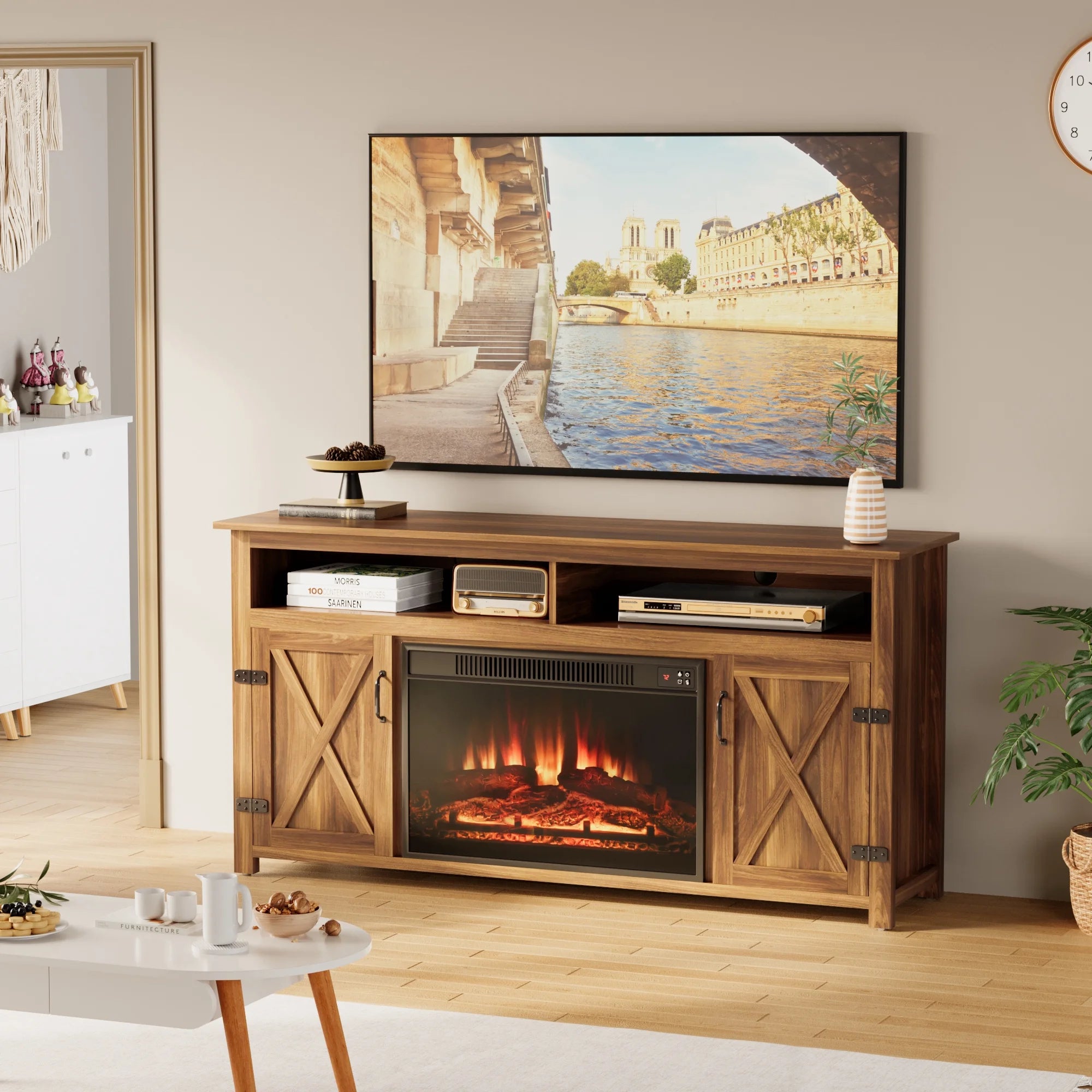 homall-tv-stand-65-zoll-kamin-lowboard-dunkelbraun-holz image 5
