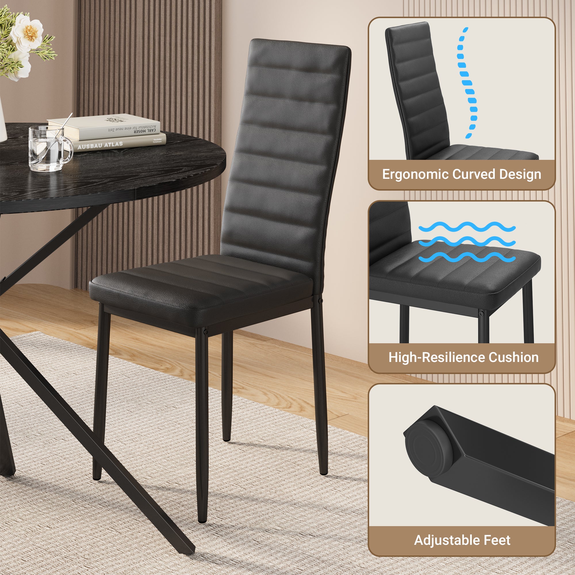 bealife-tb64-essgruppe-rund-schwarz-100-cm-5-tlg-4-st-hle image 6