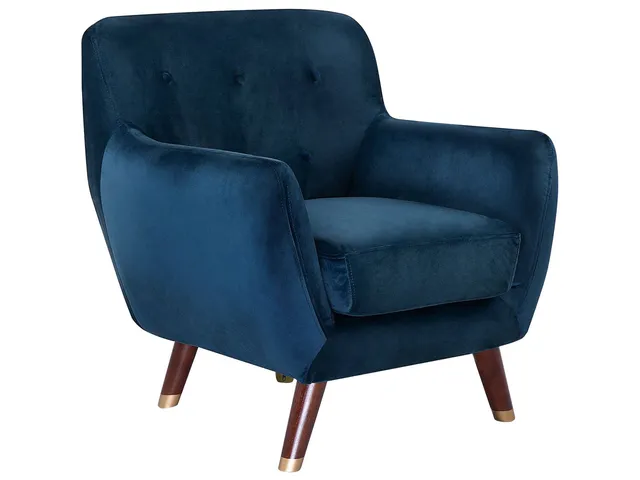 beliani-bodo-sessel-samt-marineblau-retro-goldbeine image 1