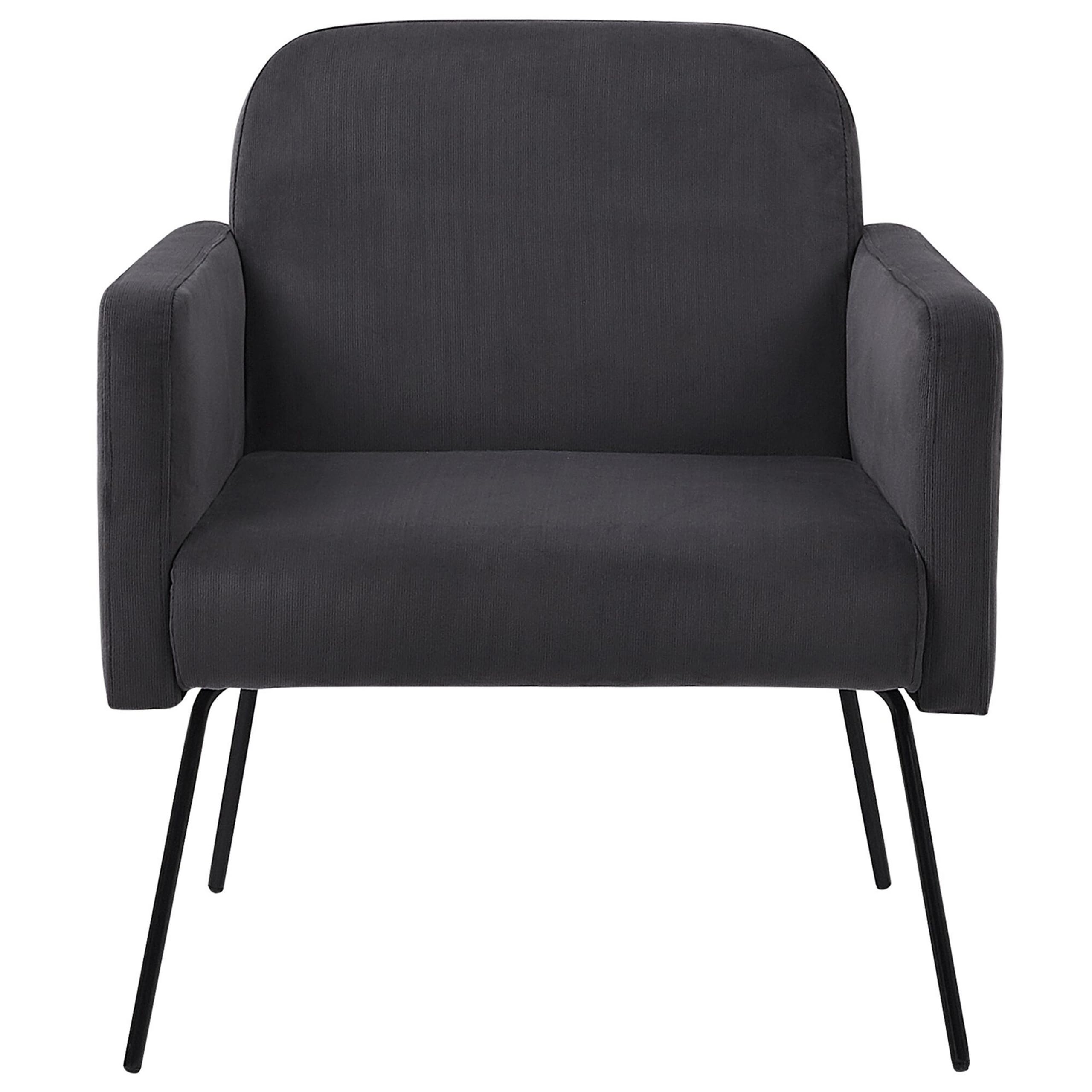 beliani-narken-sessel-samt-grau-metallgestell image 4