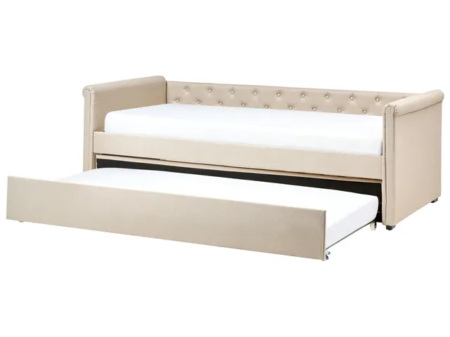 beliani-libourne-tagesbett-ausziehbar-beige-leinenoptik image 1