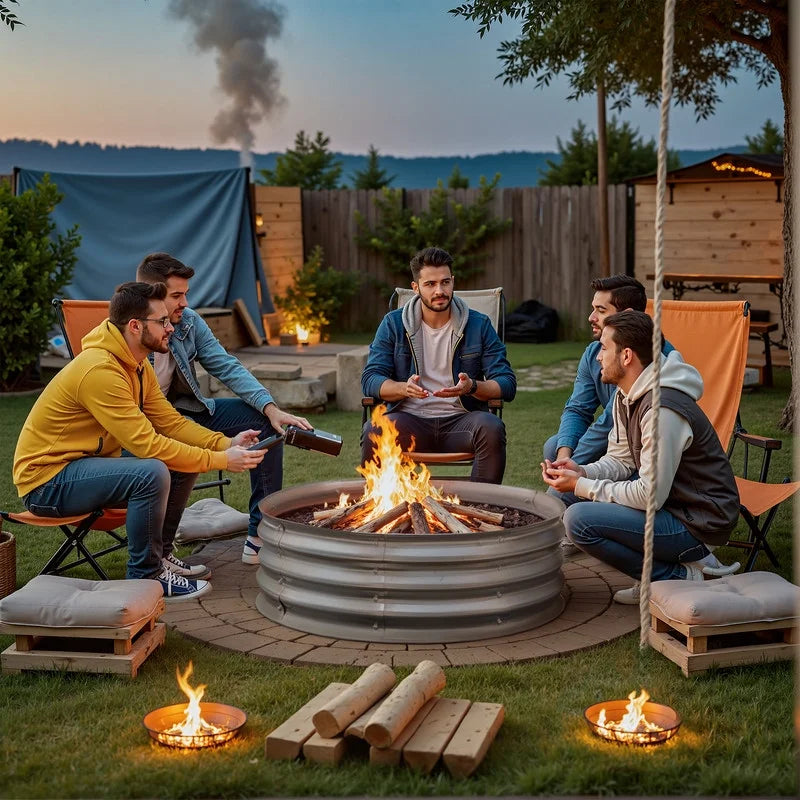 homall-bedroom-feuerring-verzinkt-silber-36-zoll-2-in-1 image 2