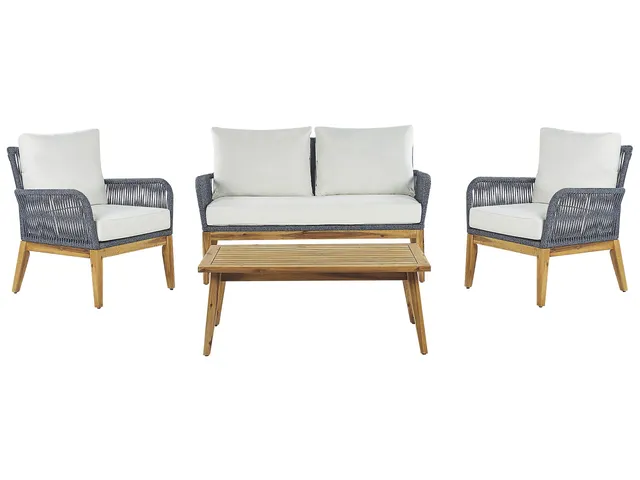 beliani-merano-ii-loungeset-akazie-4-sitzer-blau-creme image 1