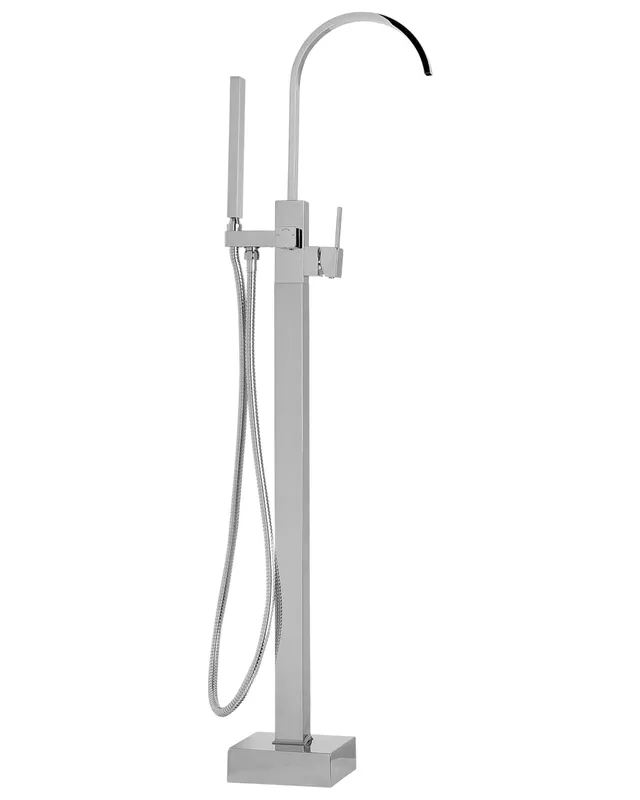 beliani-ribbon-freistehende-badewannenarmatur-silber-mit-handbrause image 1