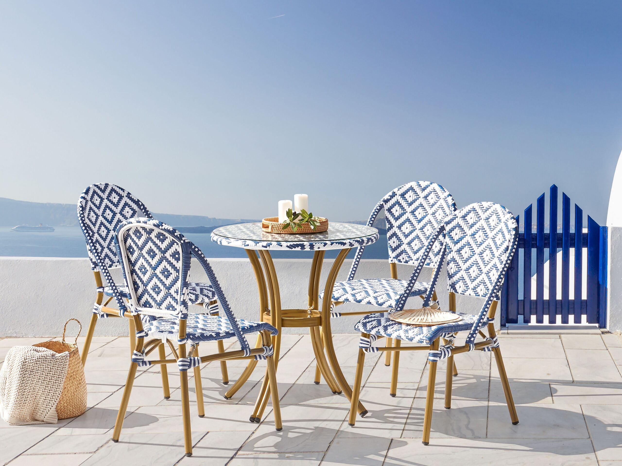 beliani-rifreddo-gartentisch-rund-rattan-blau-wei-glas image 2
