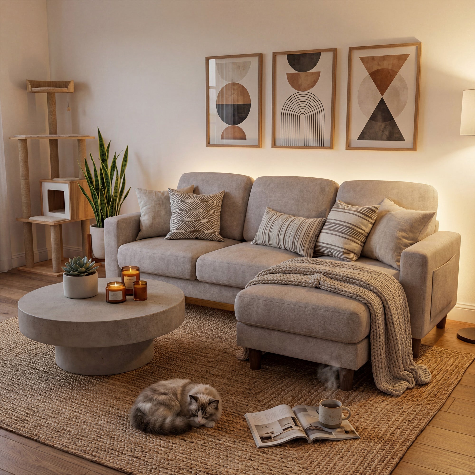homall-sofa-cloud-sectional-3-sitzer-l-form-grau-cord-mit-hocker image 2
