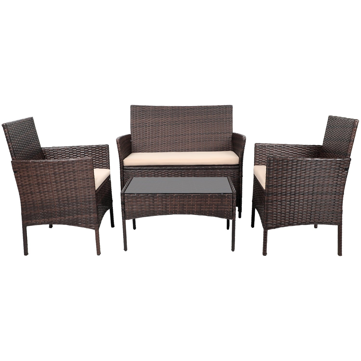 homall-patio-gartenm-bel-set-4-tlg-rattan-beige-kissen image 1