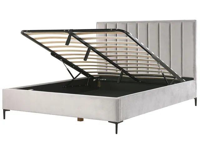 beliani-sezanne-polsterbett-samt-180x200-grau-mit-bettkasten image 1