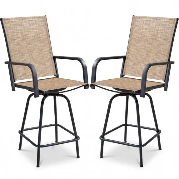 homall-bar-stool-barhocker-beige-2er-set-drehbar-outdoor image 1