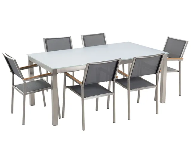 beliani-grosseto-set-180-cm-glastisch-wei-mit-6-st-hlen-grau image 1