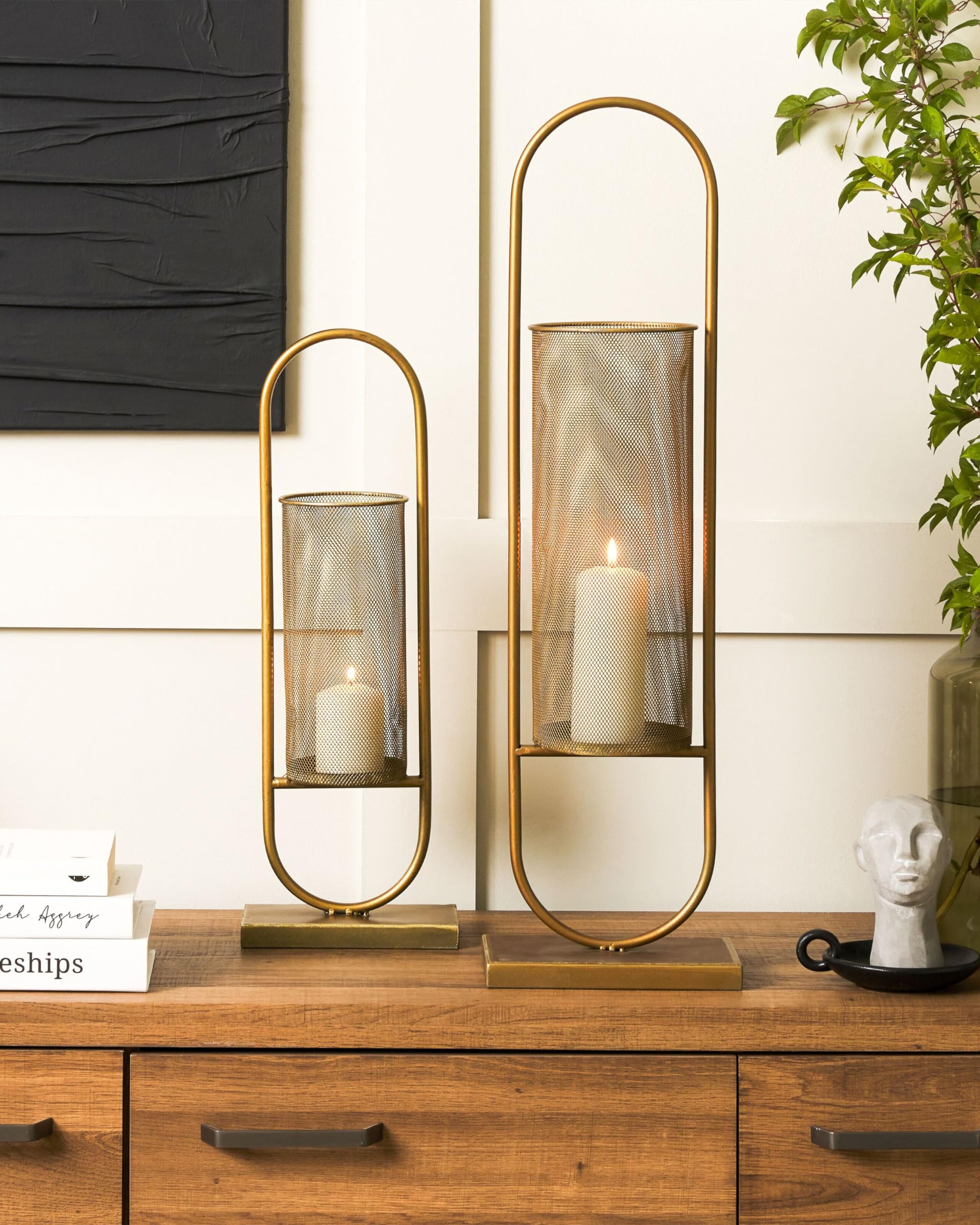 beliani-kerzenst-nder-oval-gold-53-cm-eisen-windlicht image 2