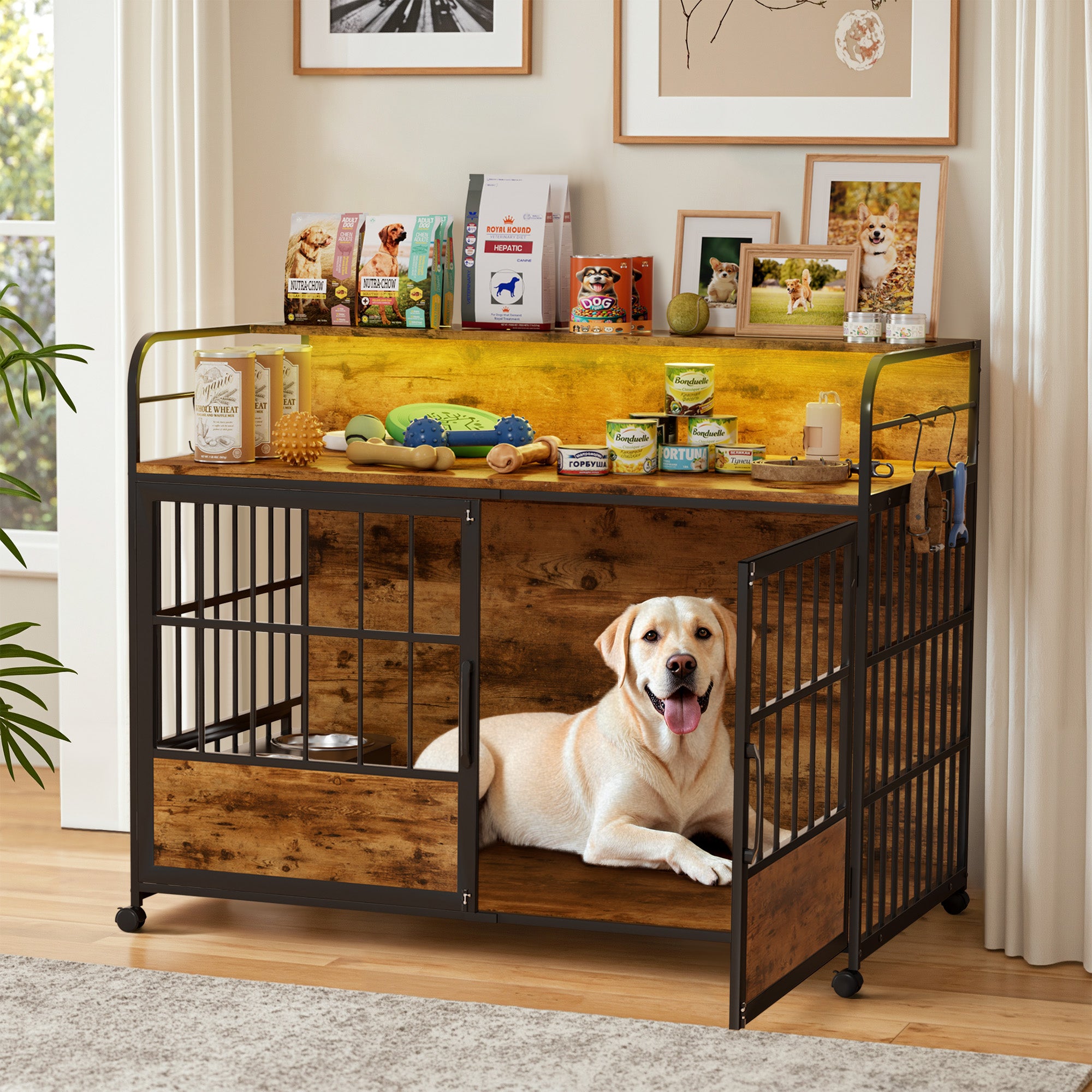 homall-shelf-hundebox-m-bel-44-1-braun-mit-led image 3