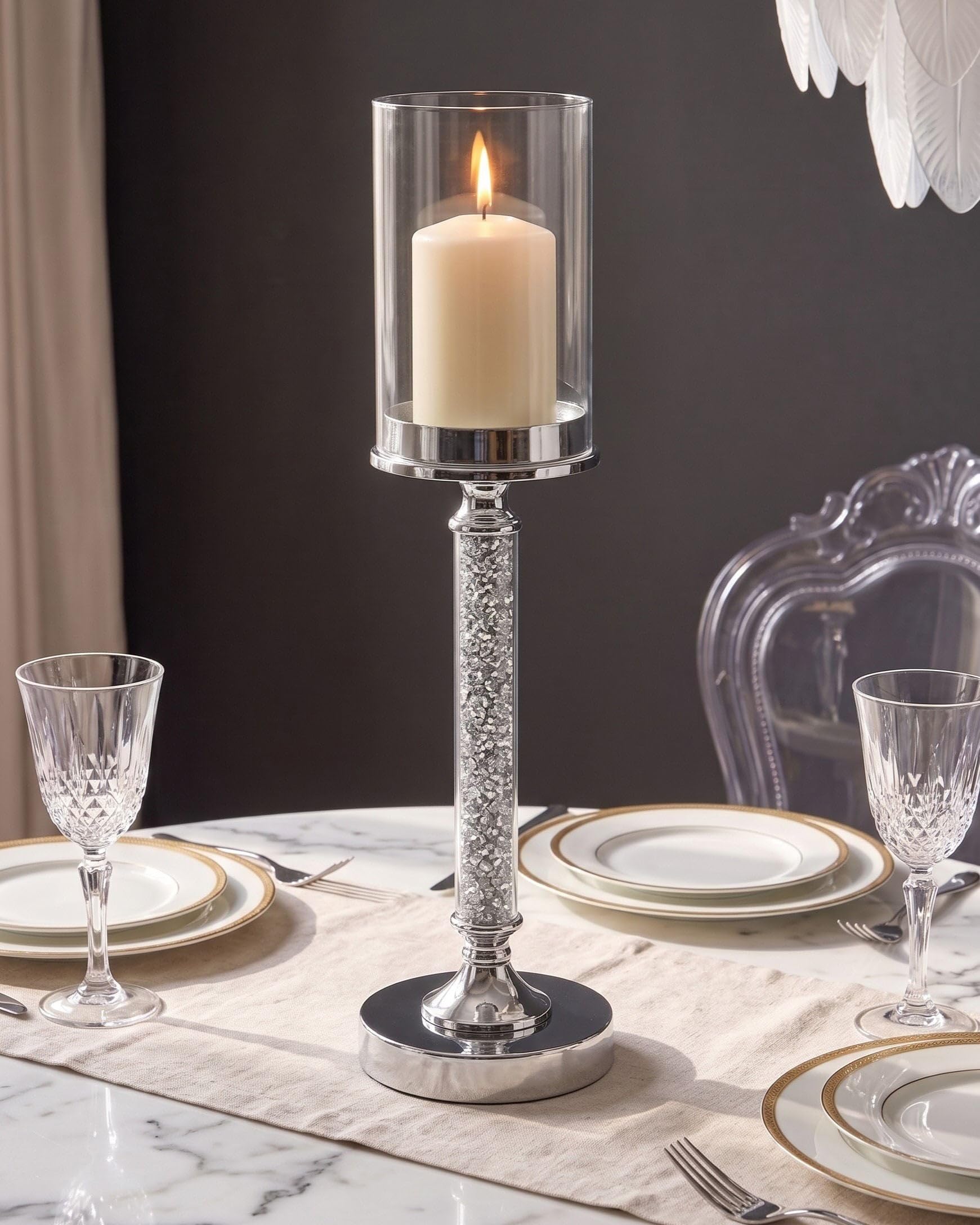 beliani-abbeville-kerzenst-nder-silber-48-cm-metall-glas image 2
