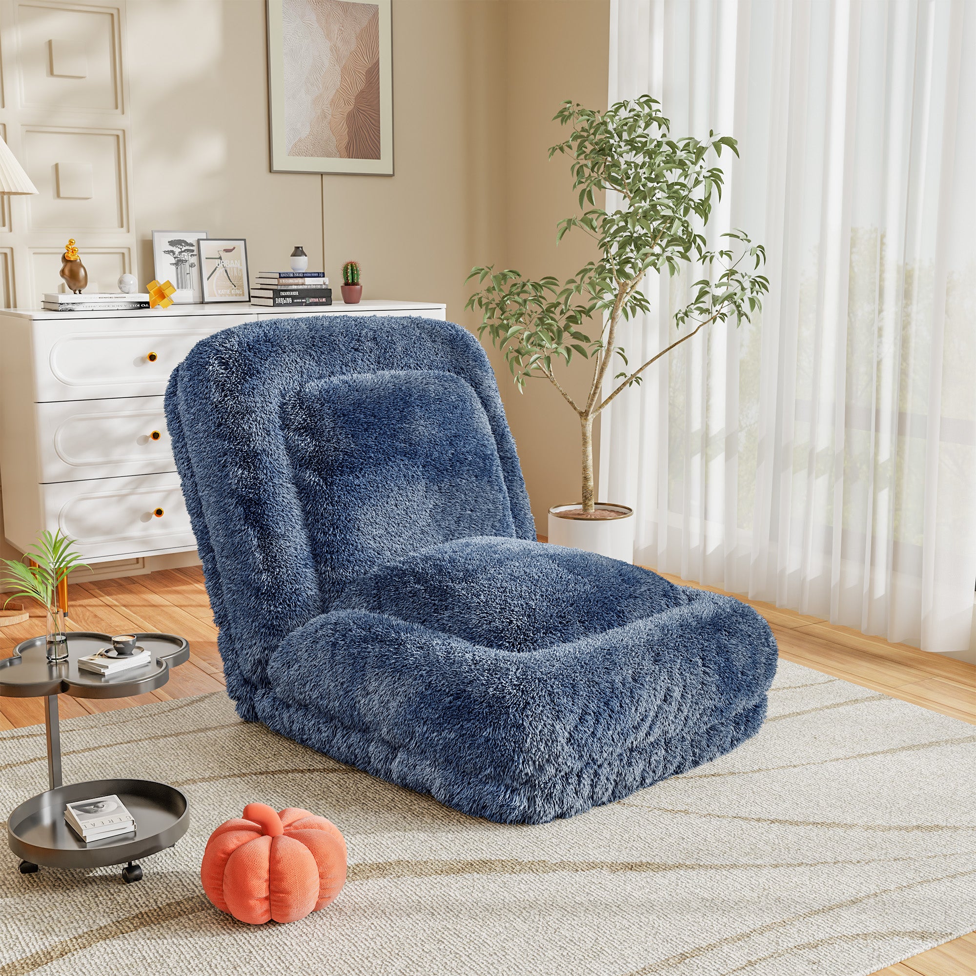 homall-recliner-chair-bodensofa-grau-faltbar-mit-kissen image 3