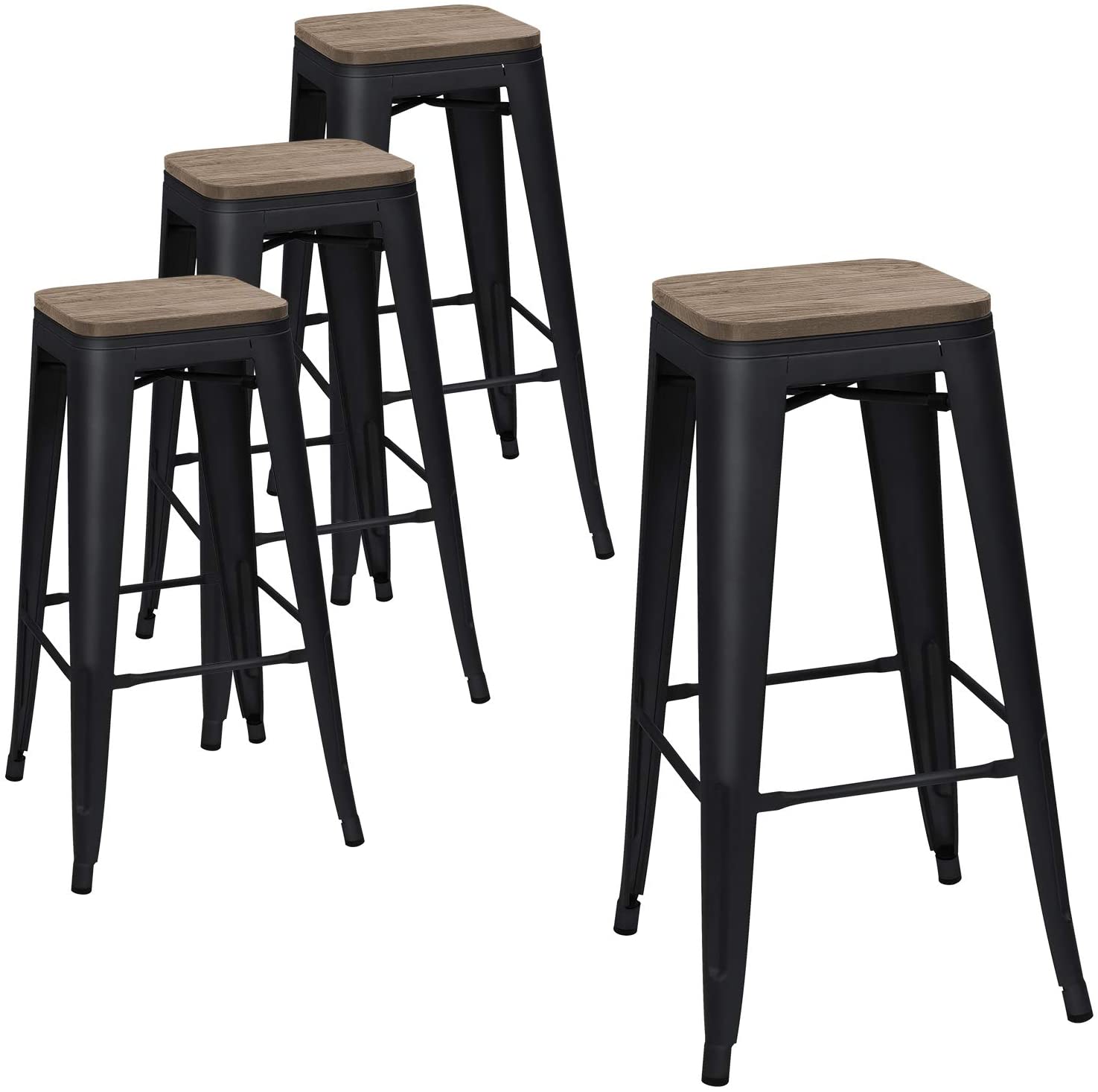 homall-metal-barhocker-4er-set-76-cm-schwarz-holz-industrial image 7