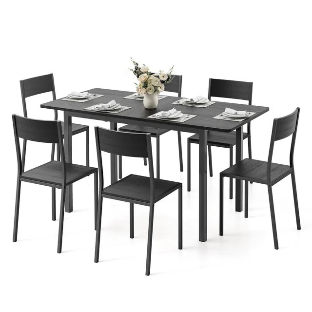 bealife-tb78-essgruppe-ausziehbar-retro-braun-110-140-cm-7-tlg image 1