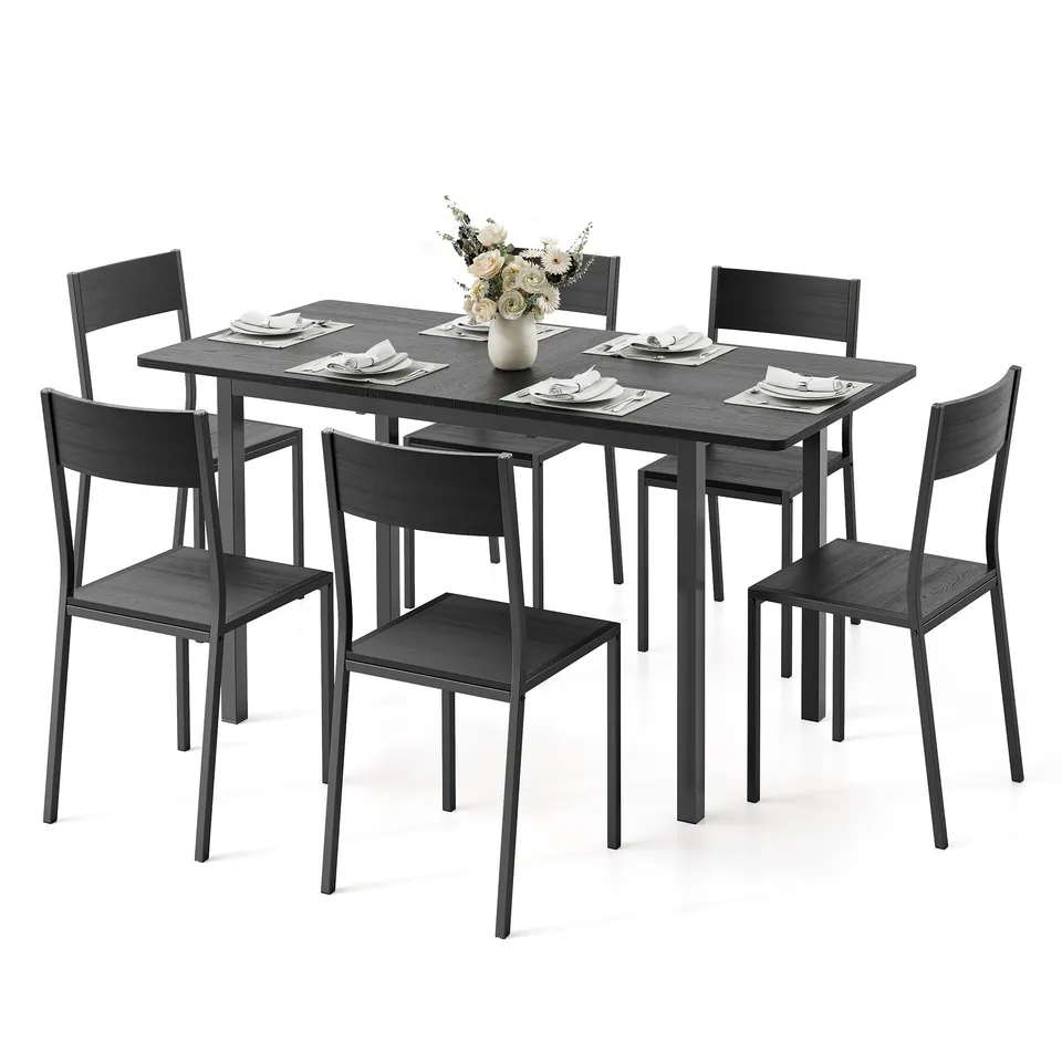 bealife-tb78-essgruppe-ausziehbar-retro-braun-110-140-cm-7-tlg image 1
