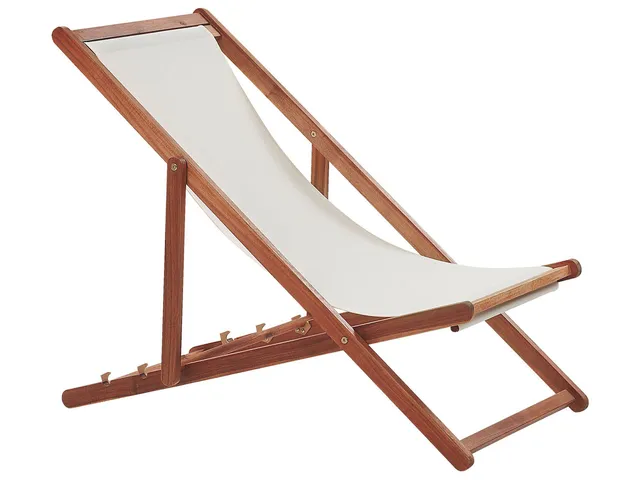beliani-anzio-liegestuhl-akazienholz-dunkelbraun-bezug-beige-verstellbar image 1