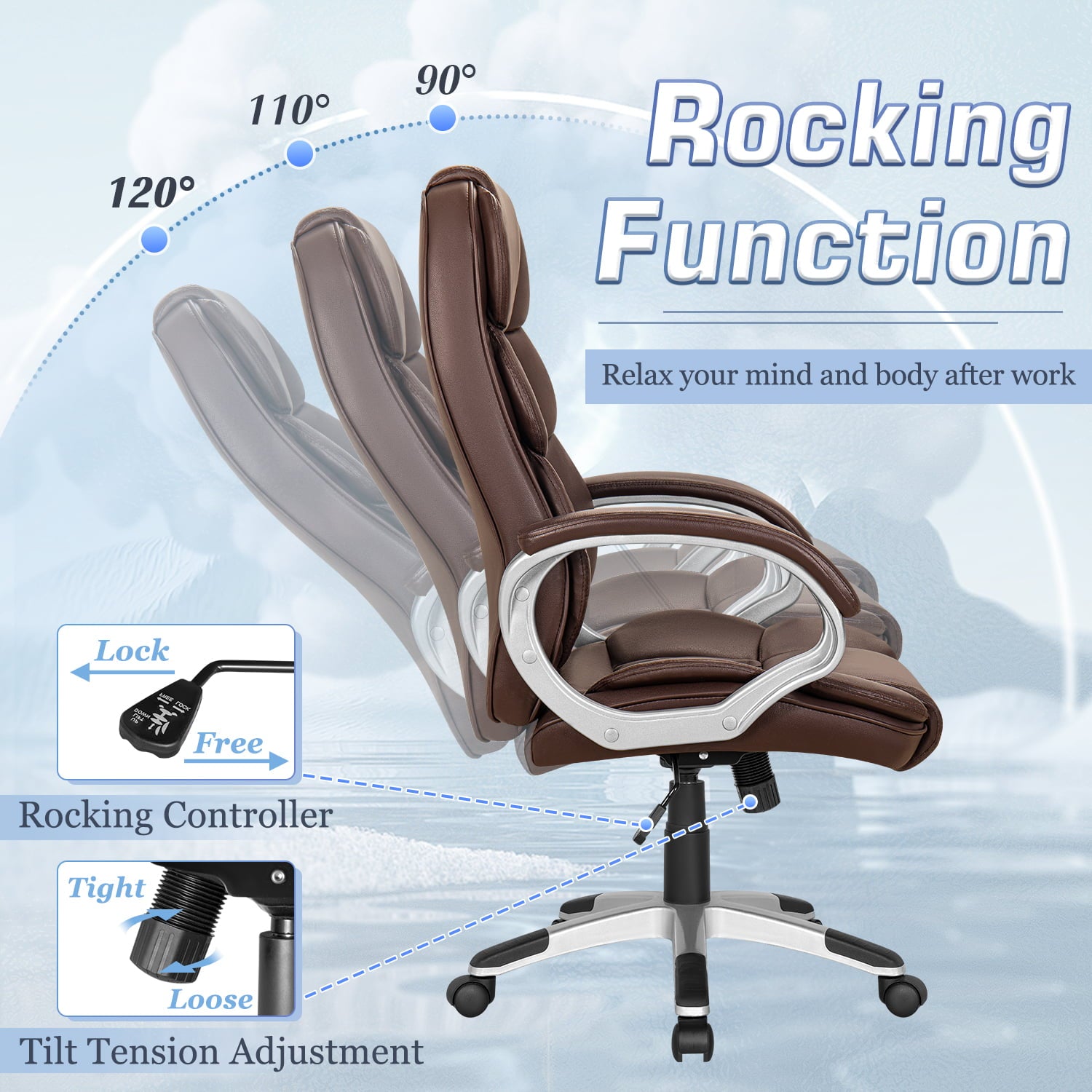 homall-office-leather-chair-b-rostuhl-braun-leder-hochlehner image 4