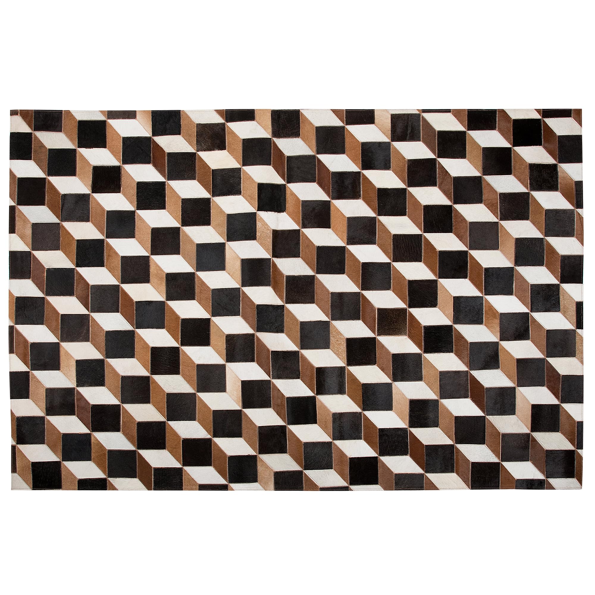 beliani-alpkoy-lederteppich-140x200-braun-3d-muster image 3