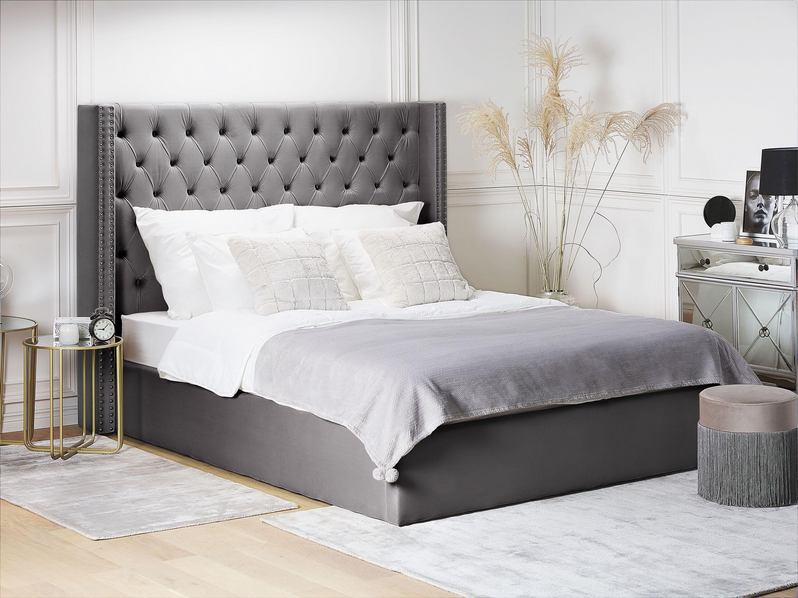beliani-lubbon-bett-180x200-grau-samt-bettkasten image 2