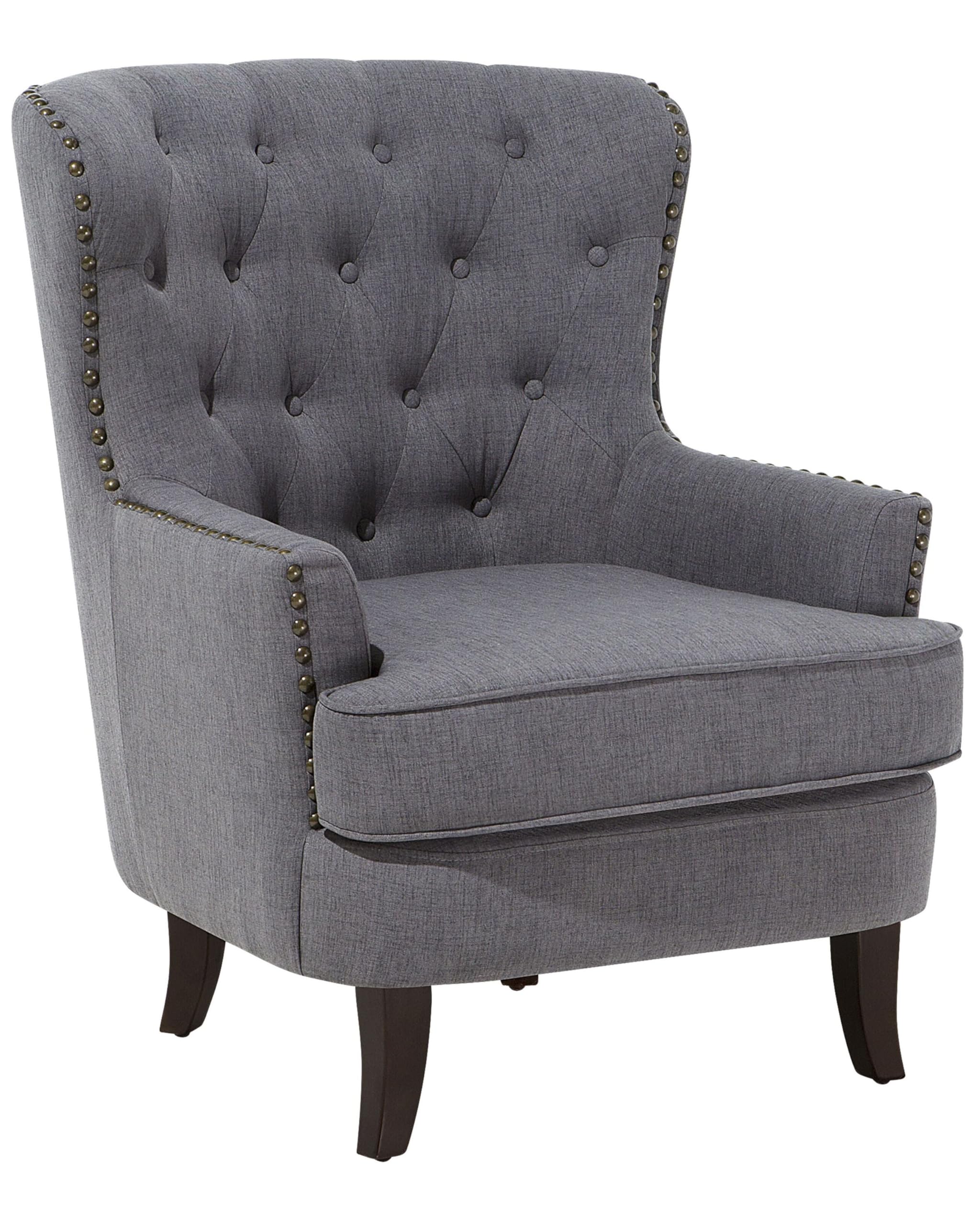 beliani-viborg-ii-chesterfield-sessel-dunkelgrau-nieten image 1