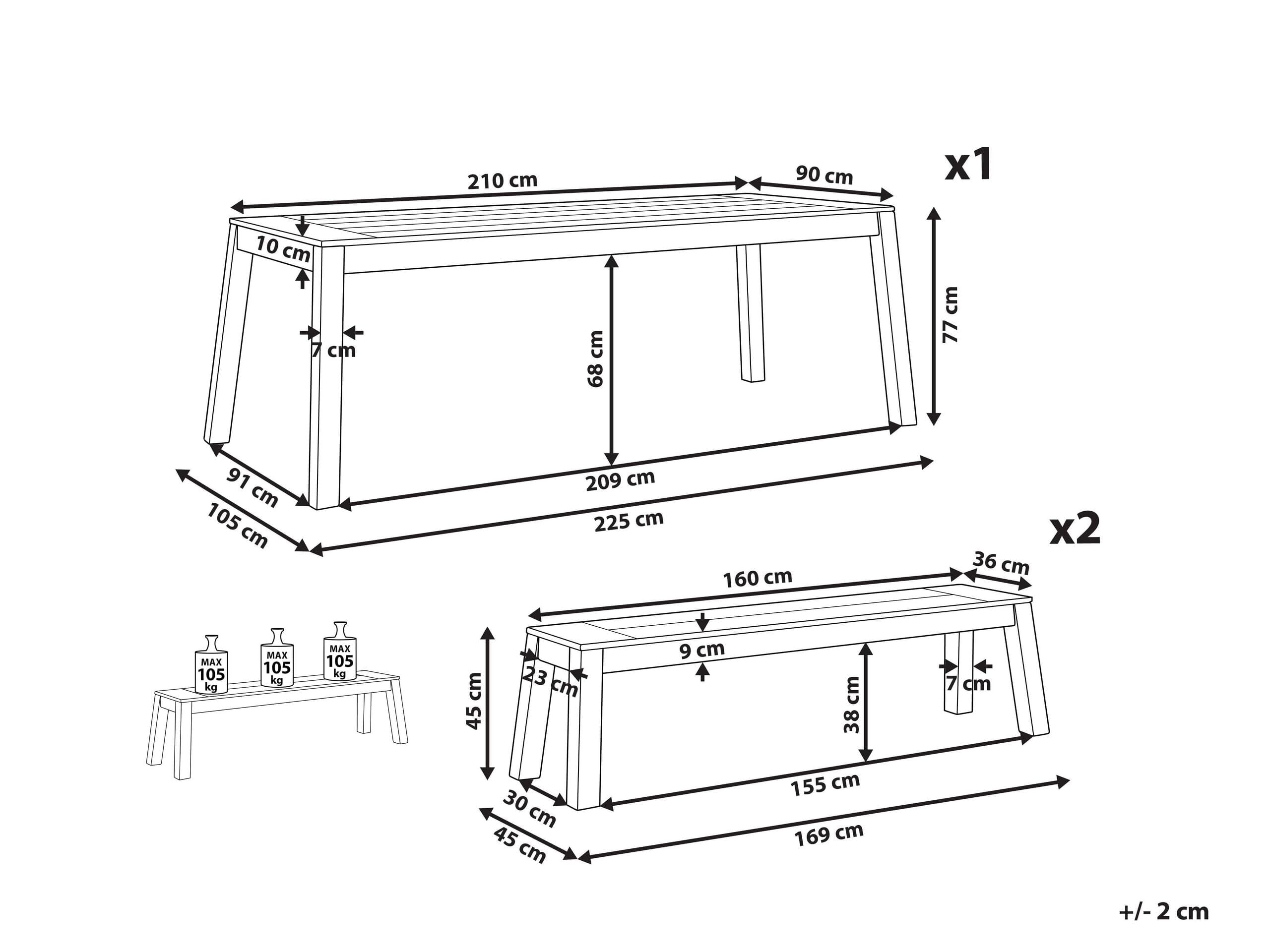 beliani-livorno-gartenset-akazienholz-6-sitzer-210-cm-hellbraun image 3